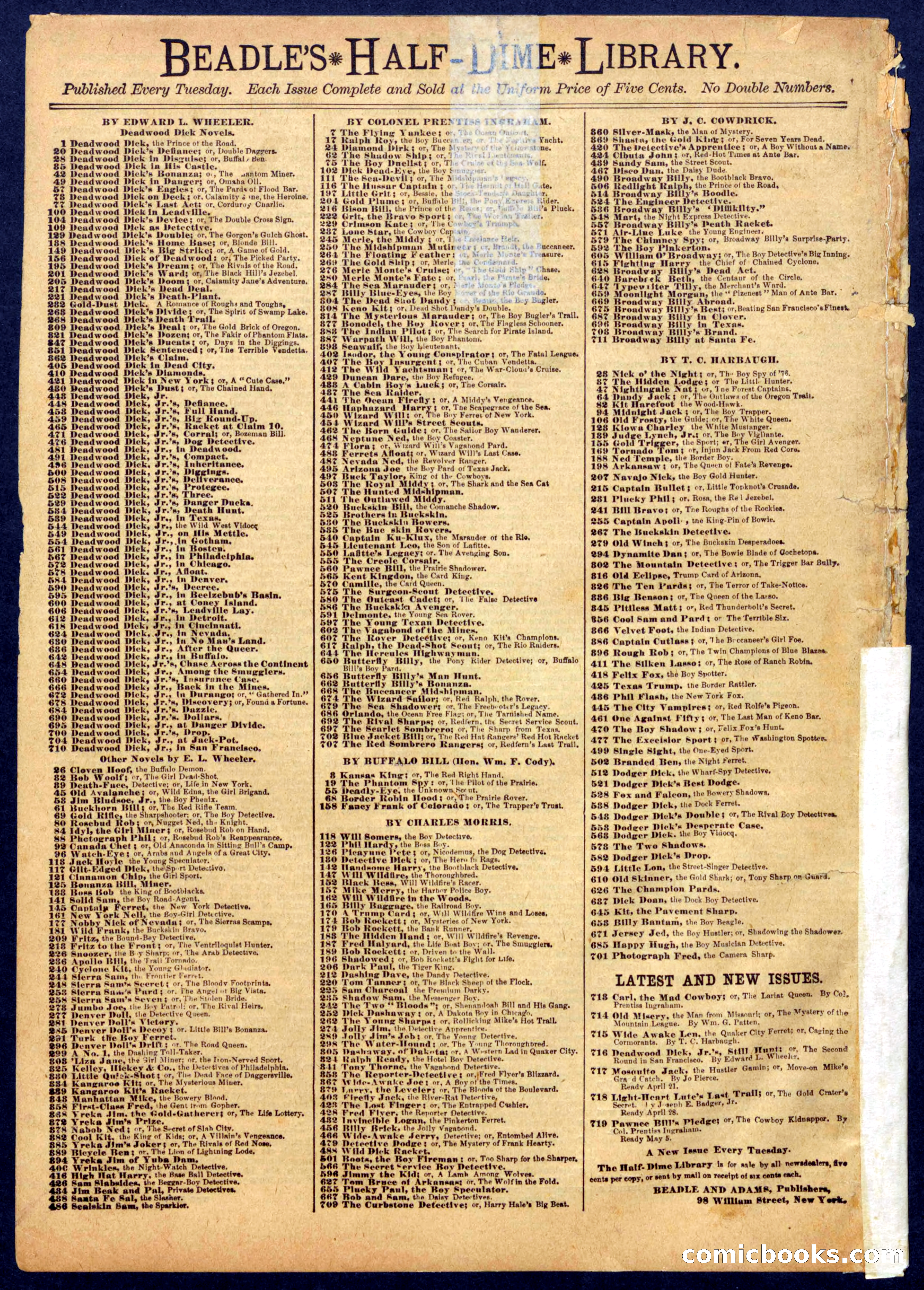 Beadle's Half Dime Library No. 715 — page 16 of 16