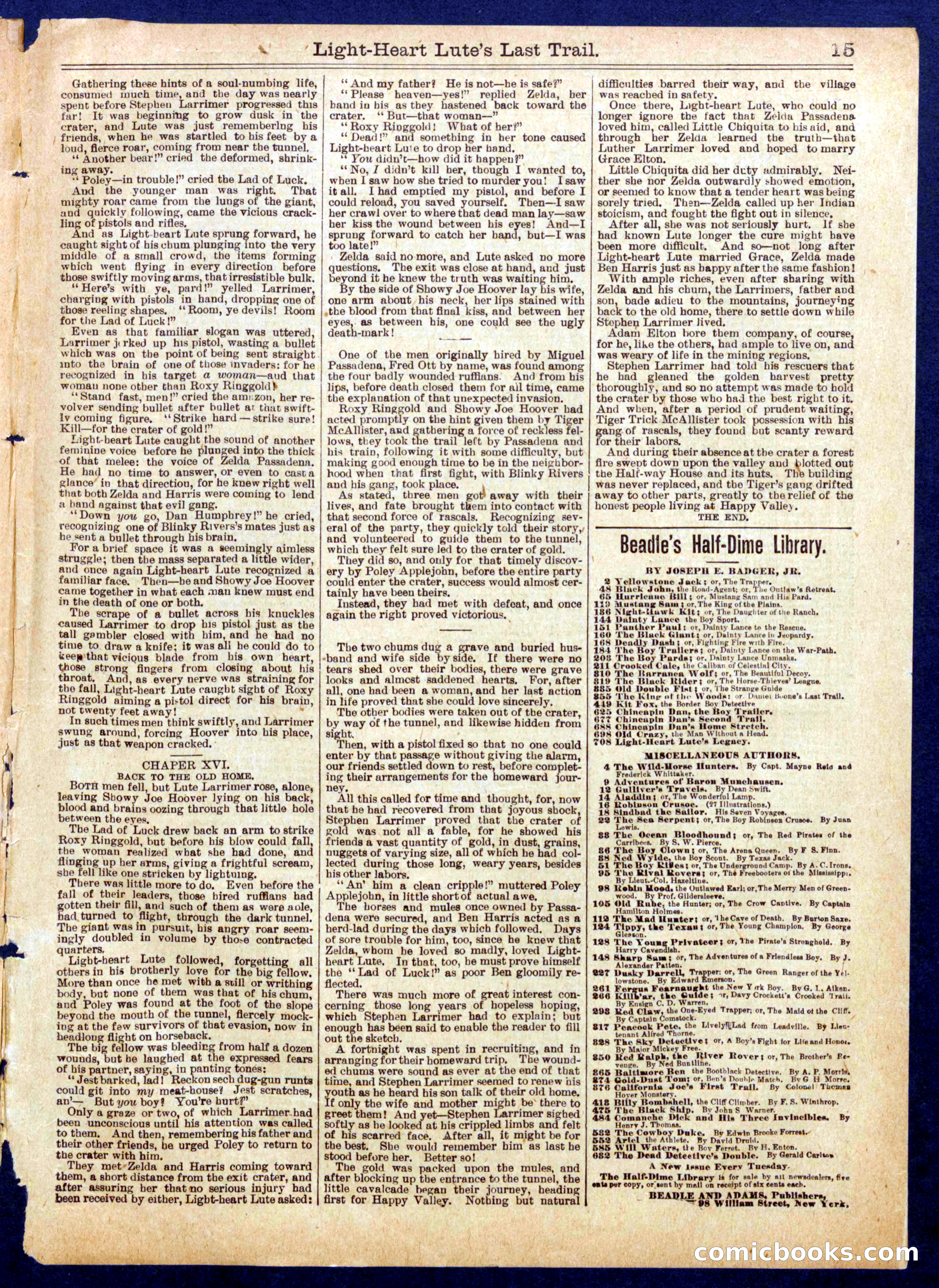 Beadle's Half Dime Library, No. 718 — page 15 of 16