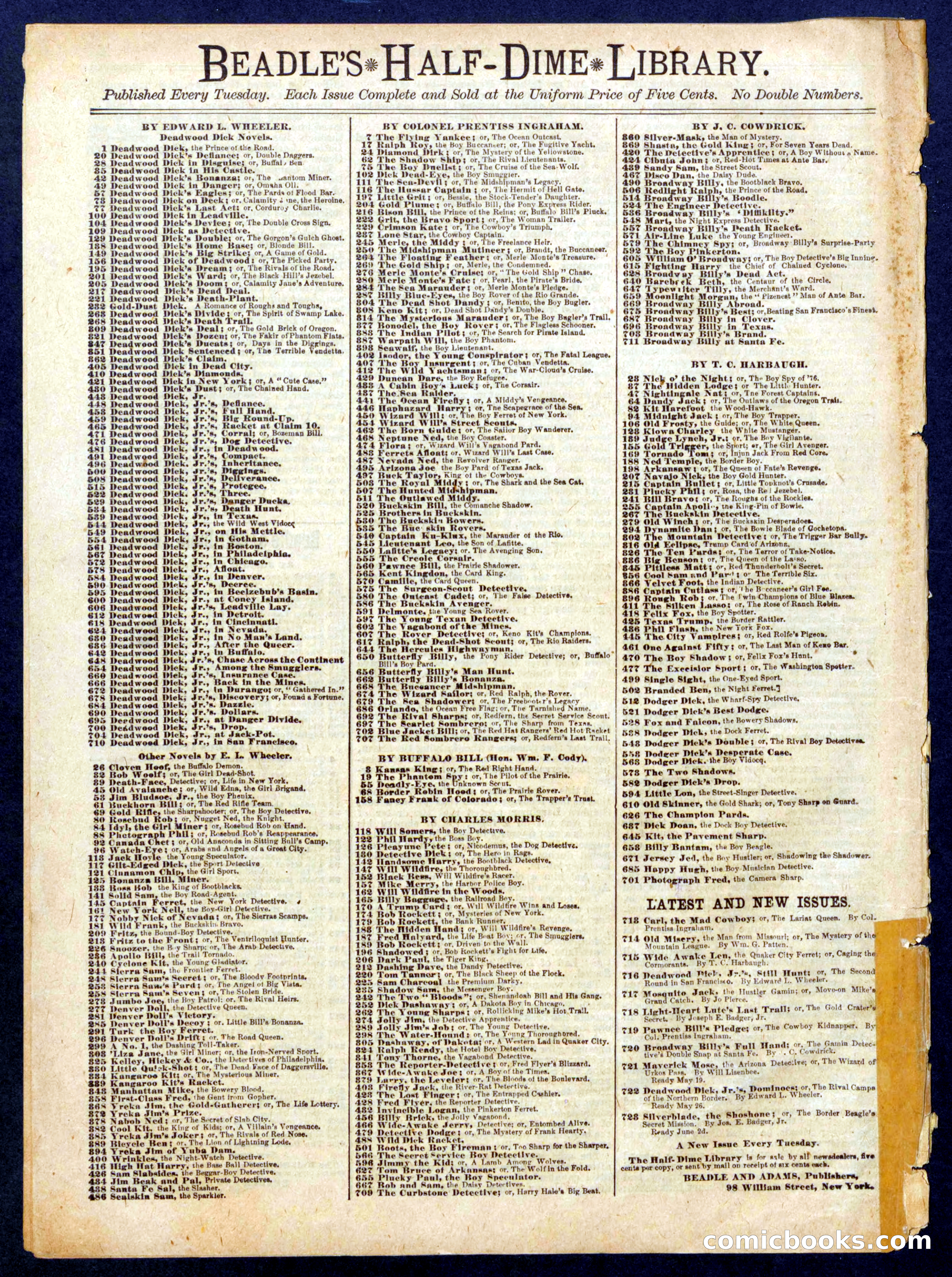 Beadle's Half Dime Library, No. 718 — page 16 of 16