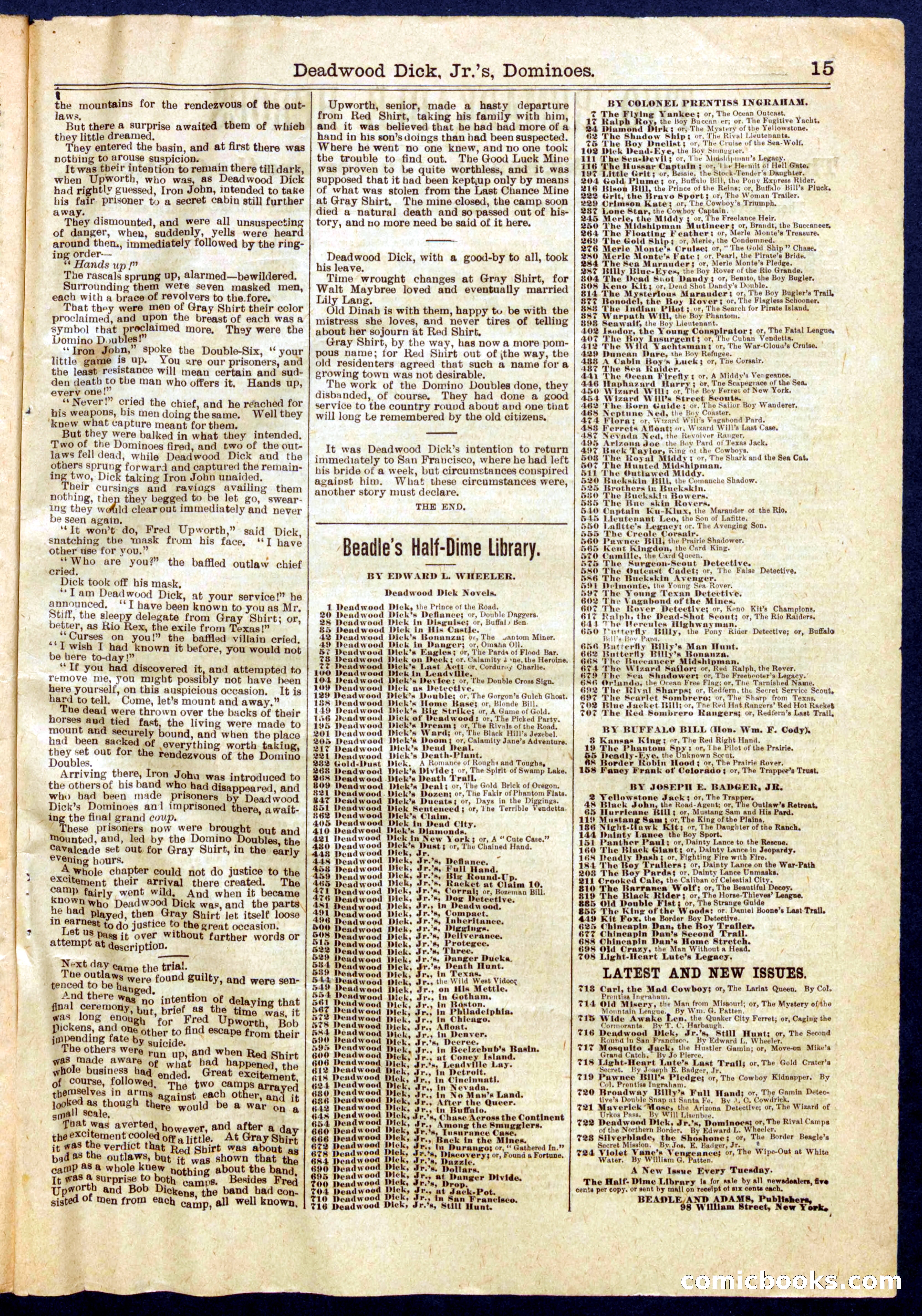 Beadle's Half Dime Library No. 722 — page 15 of 16