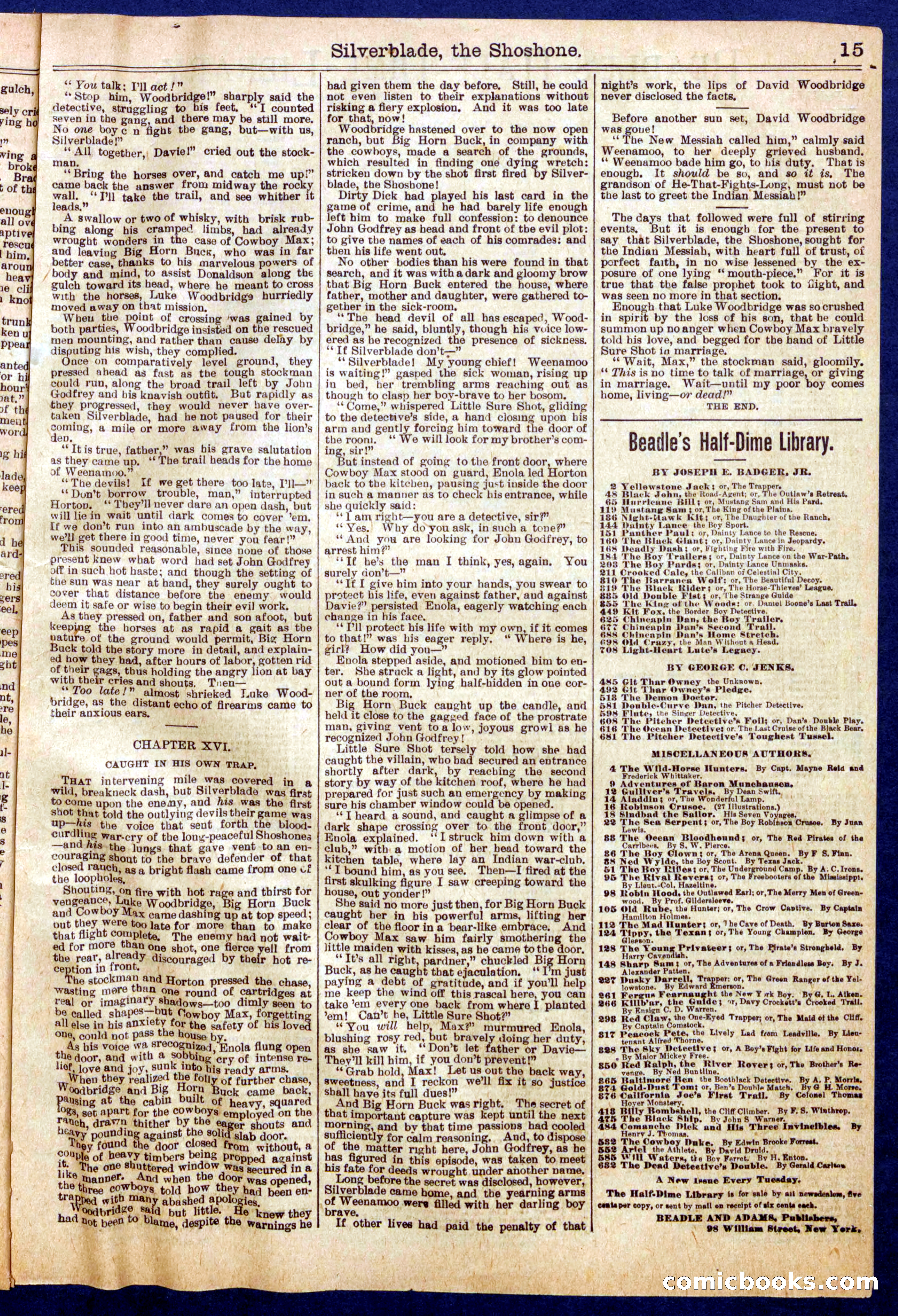 Beadle's Half Dime Library No. 723 — page 15 of 16