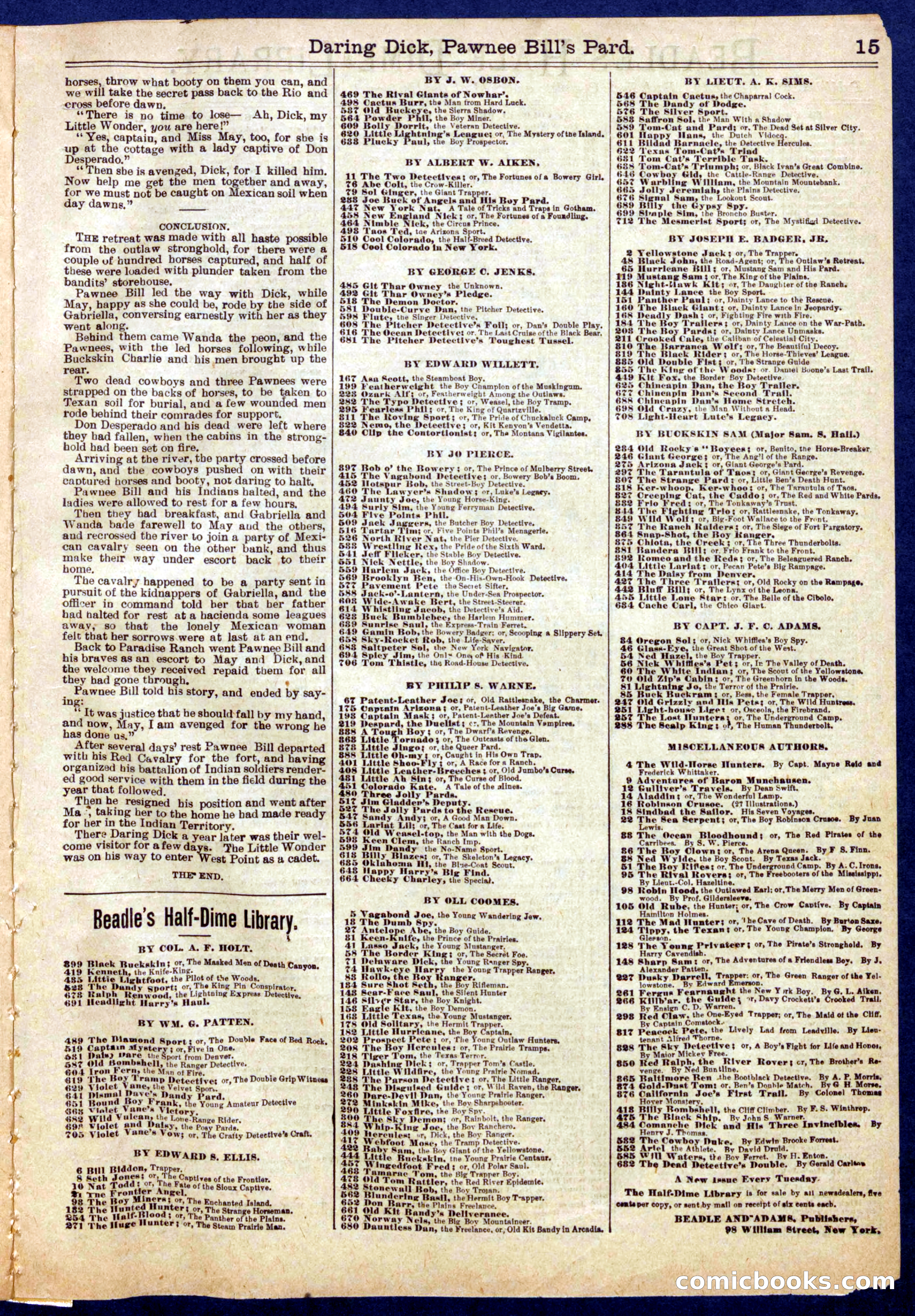 Beadle's Half Dime Library No. 725 — page 15 of 16