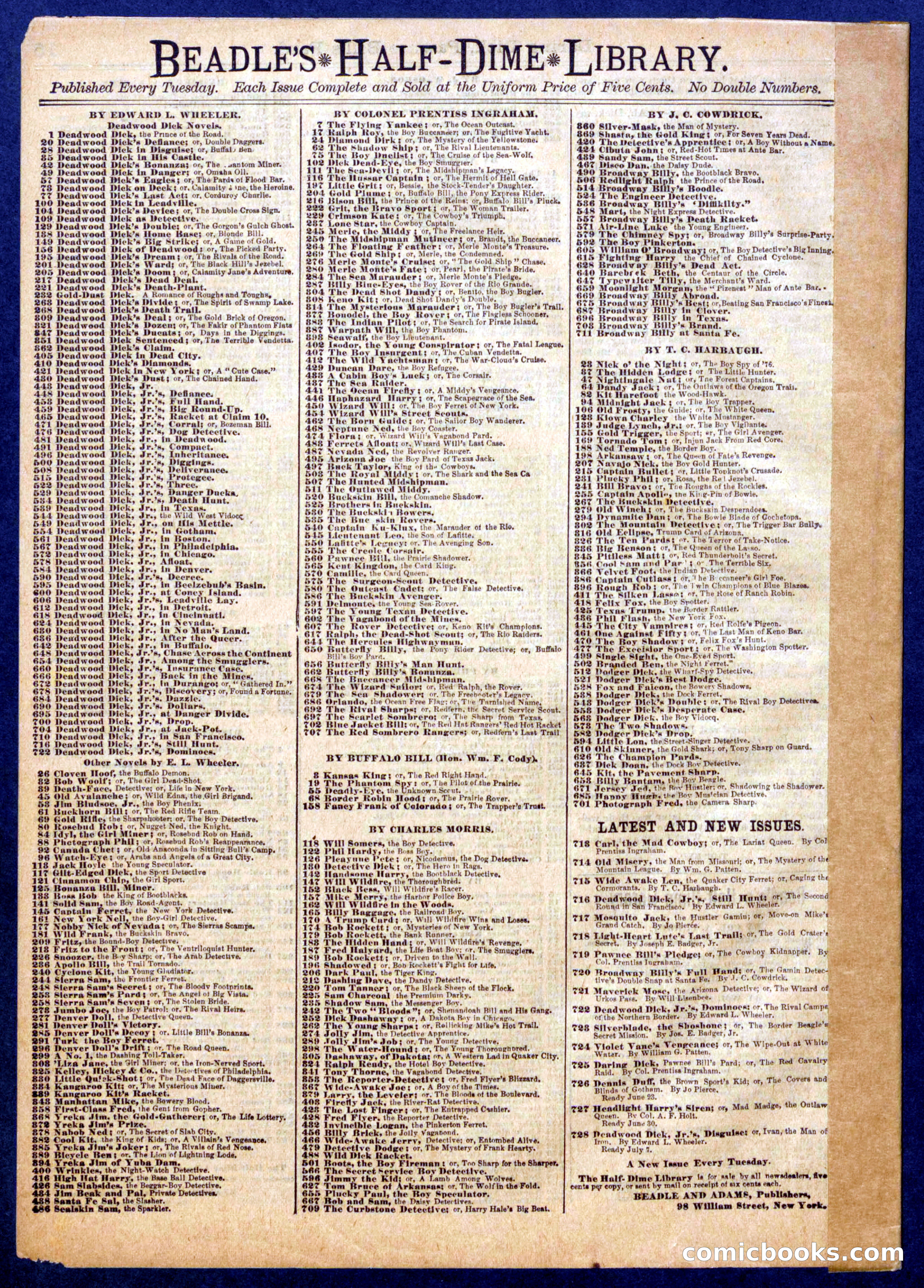 Beadle's Half Dime Library No. 725 — page 16 of 16