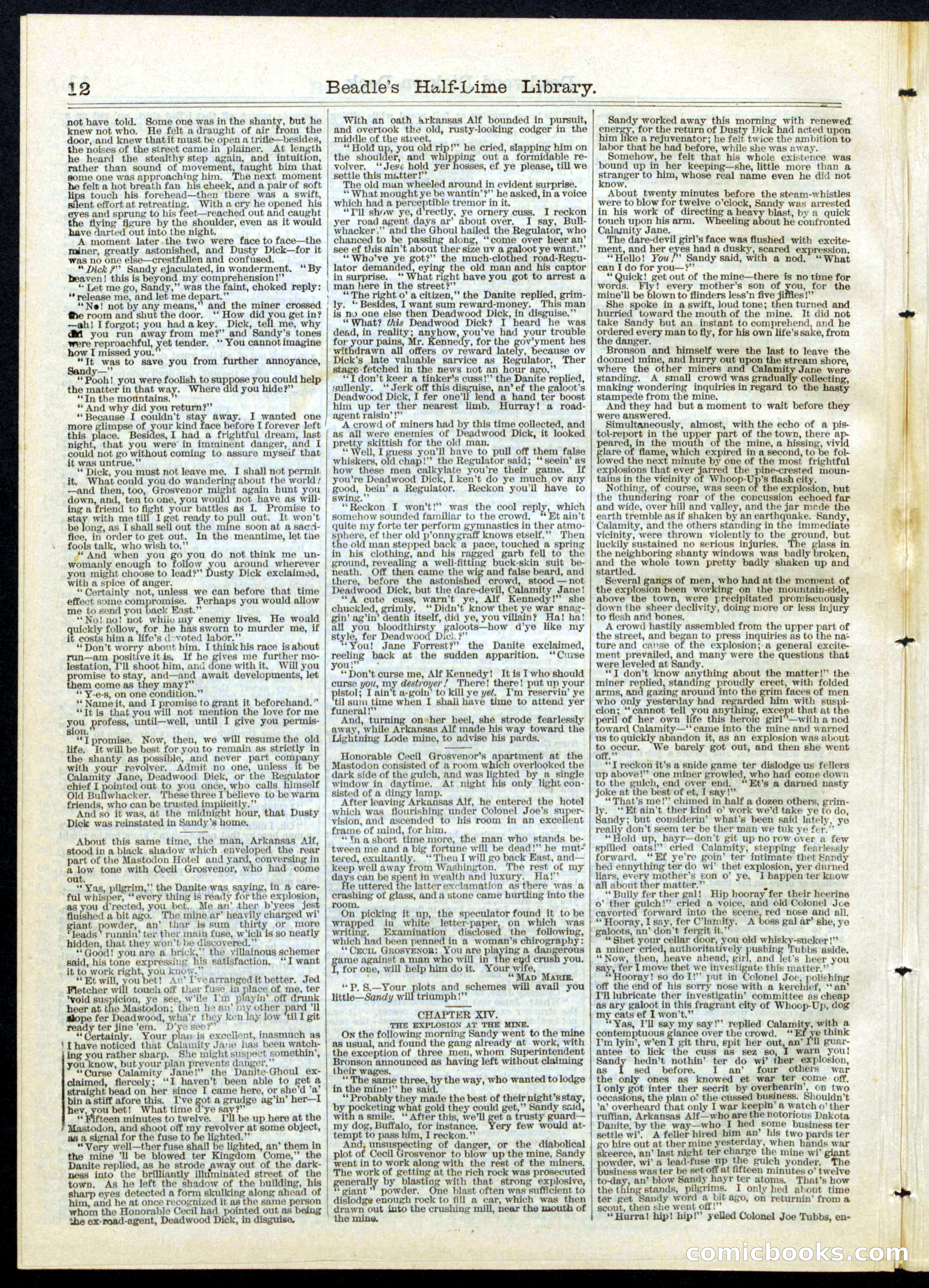 Beadle's Half Dime Library, No. 73 — page 12 of 16