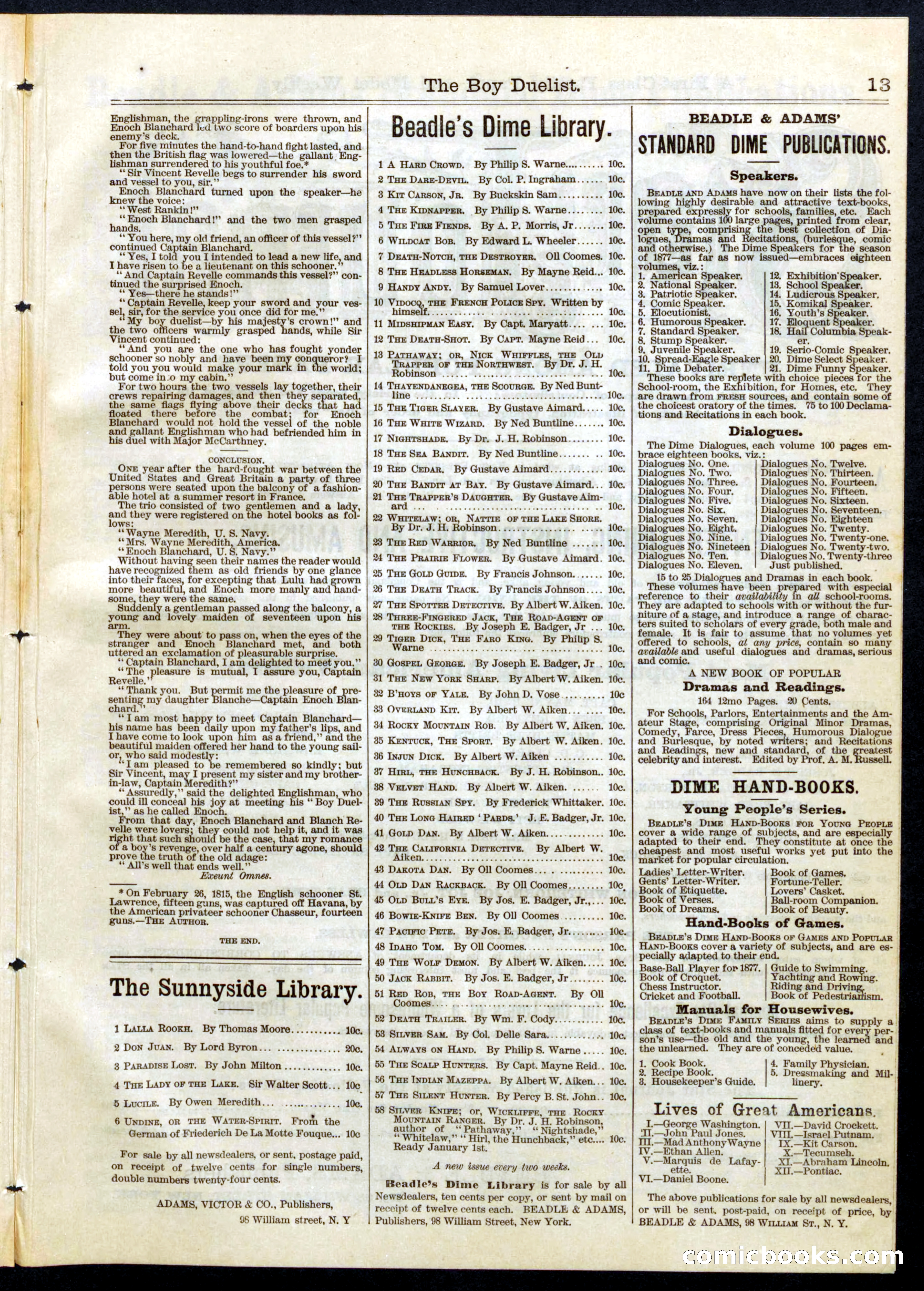 Beadle's Half Dime Library, No. 75 — page 13 of 16