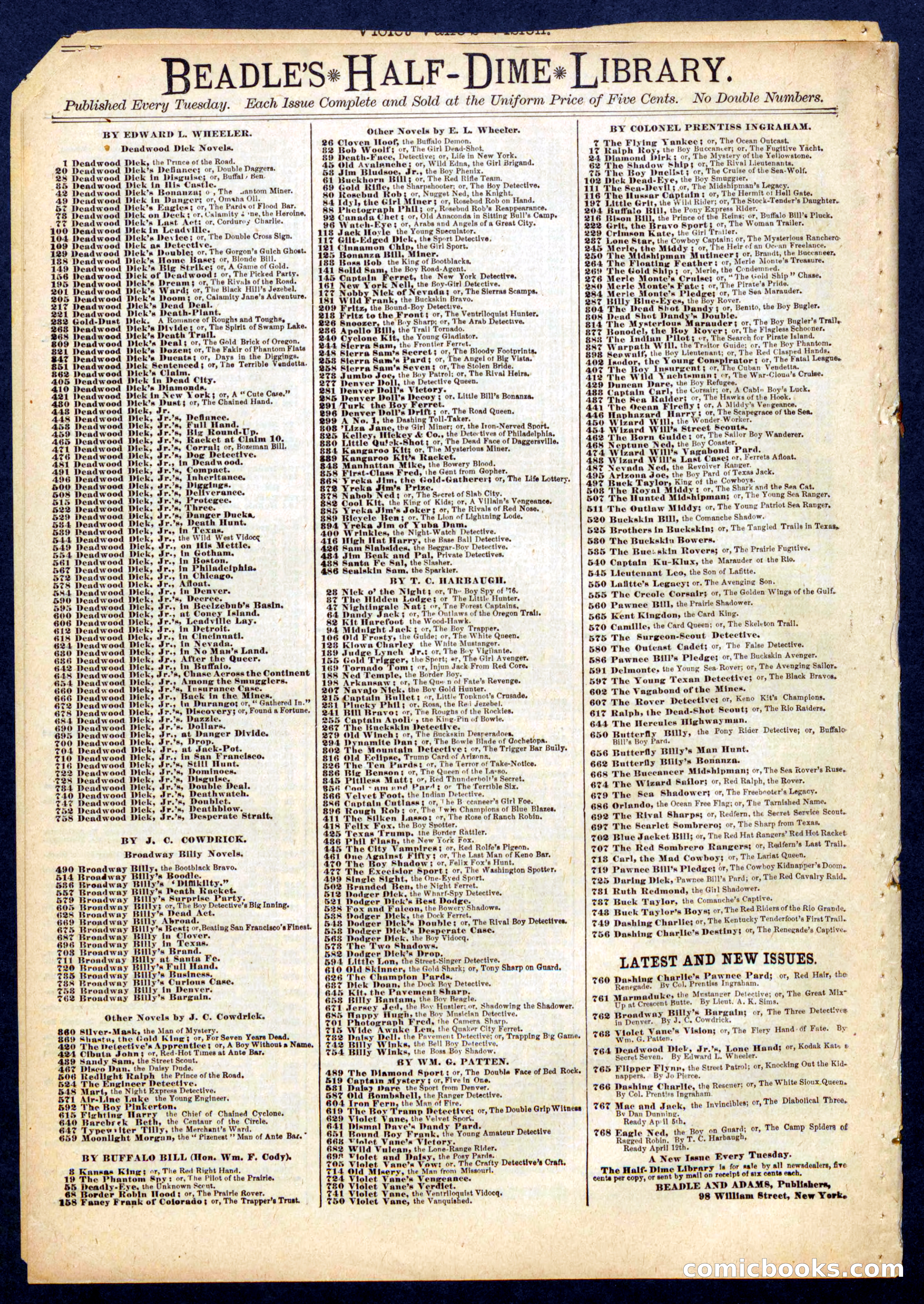 Beadle's Half Dime Library No. 763 — page 16 of 16