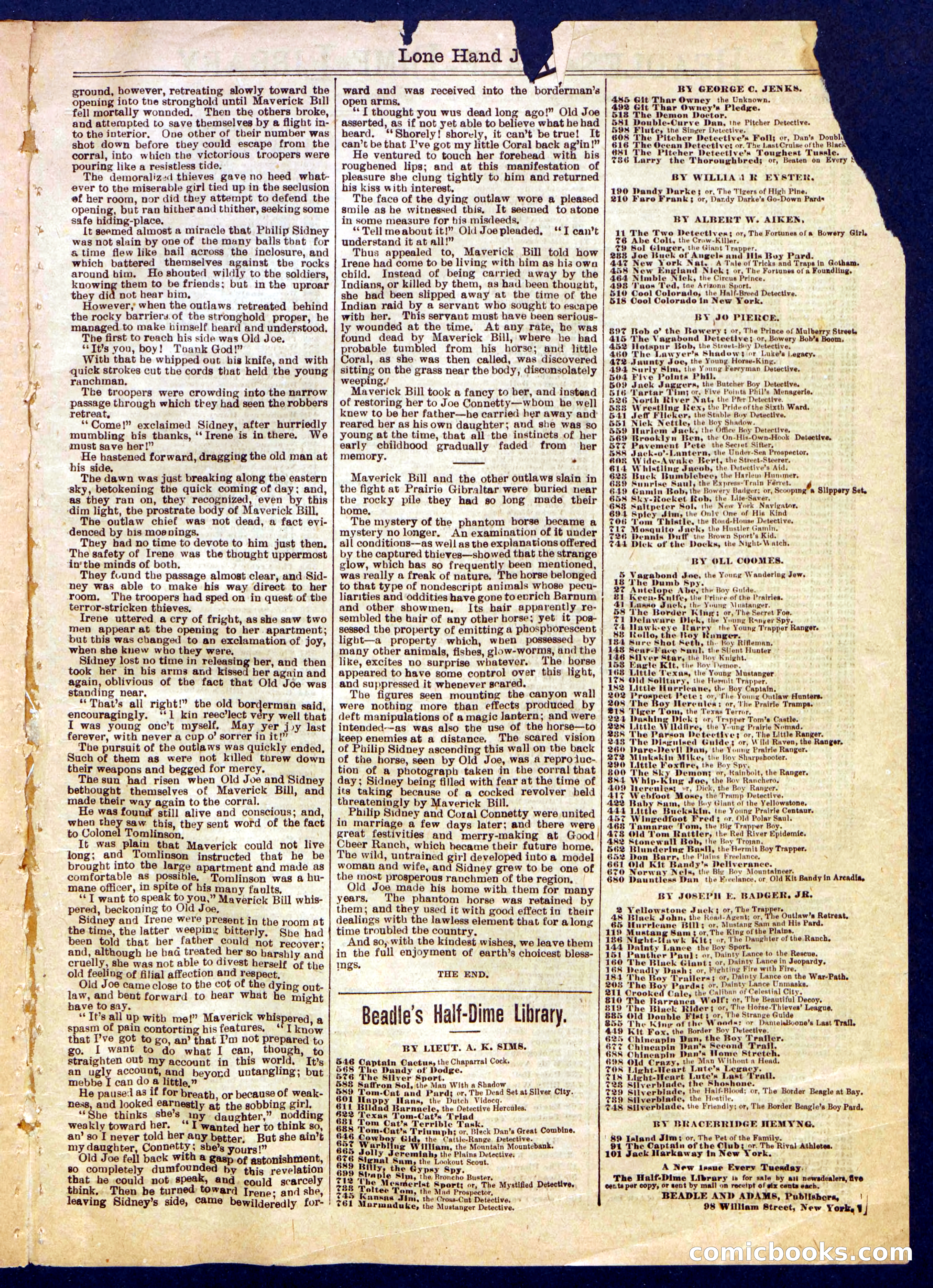 Beadle's Half Dime Library No. 786 — page 15 of 16