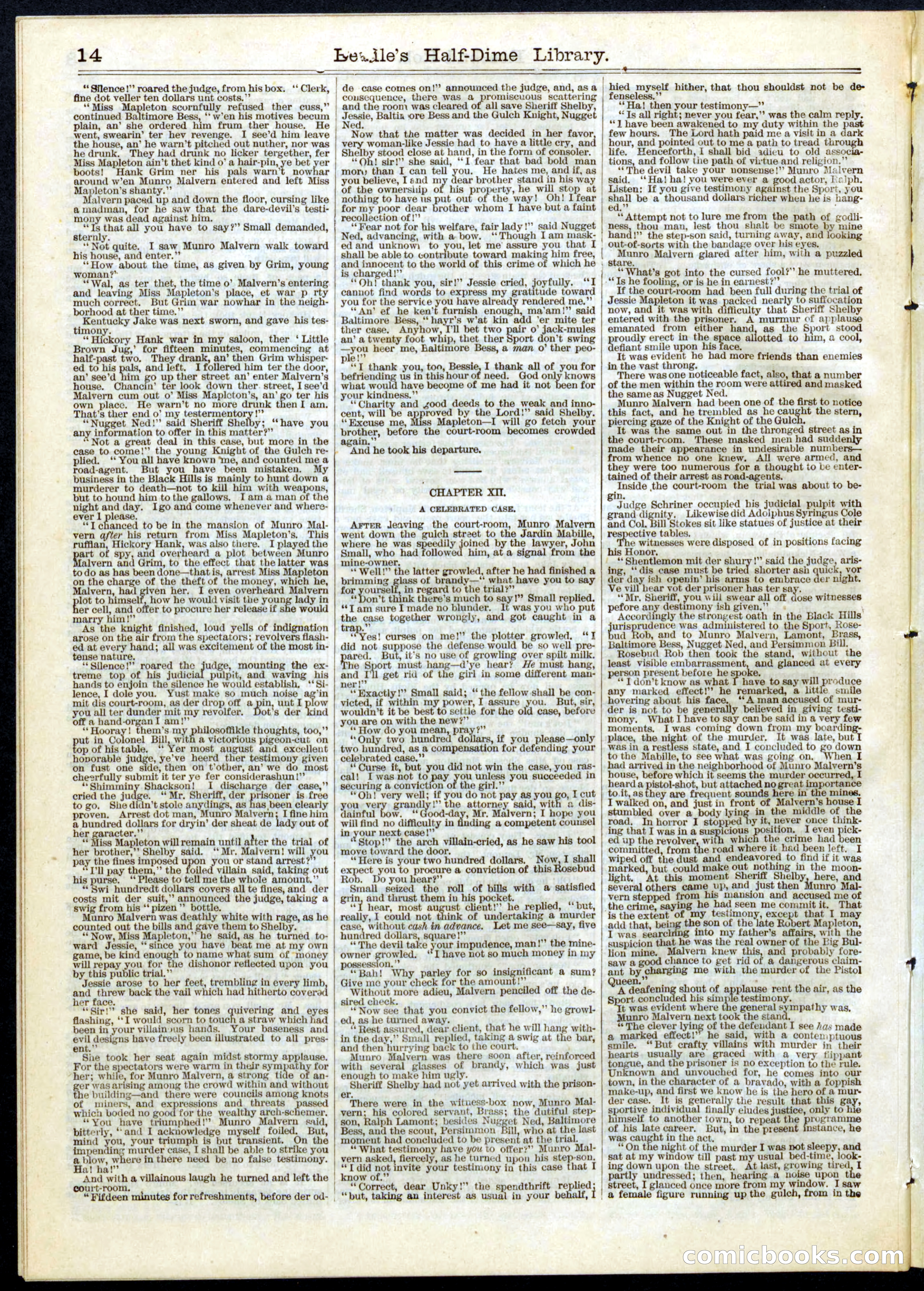 Beadle's Half Dime Library, No. 80 — page 14 of 16