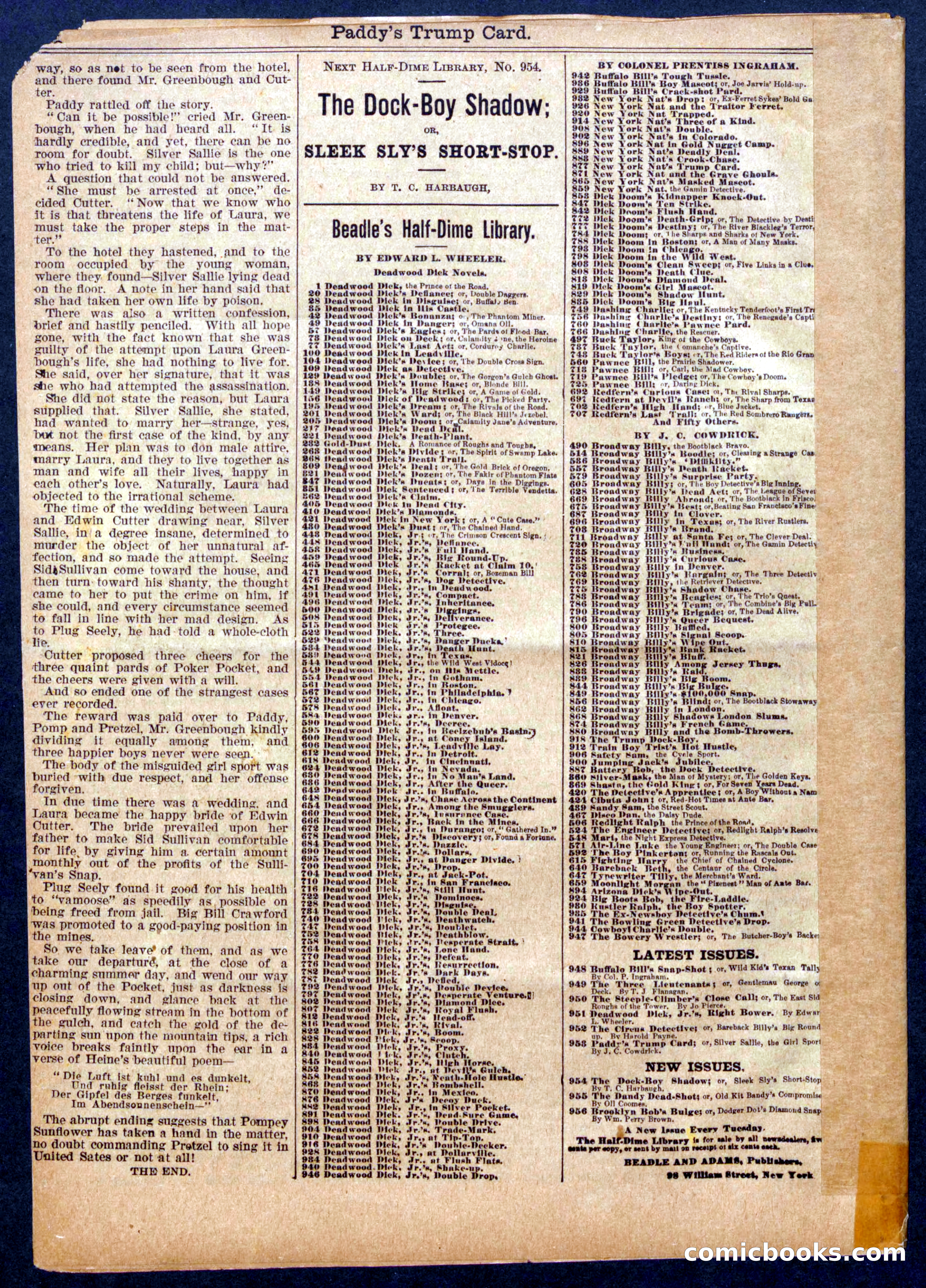 Beadle's Half Dime Library No. 953 — page 16 of 16