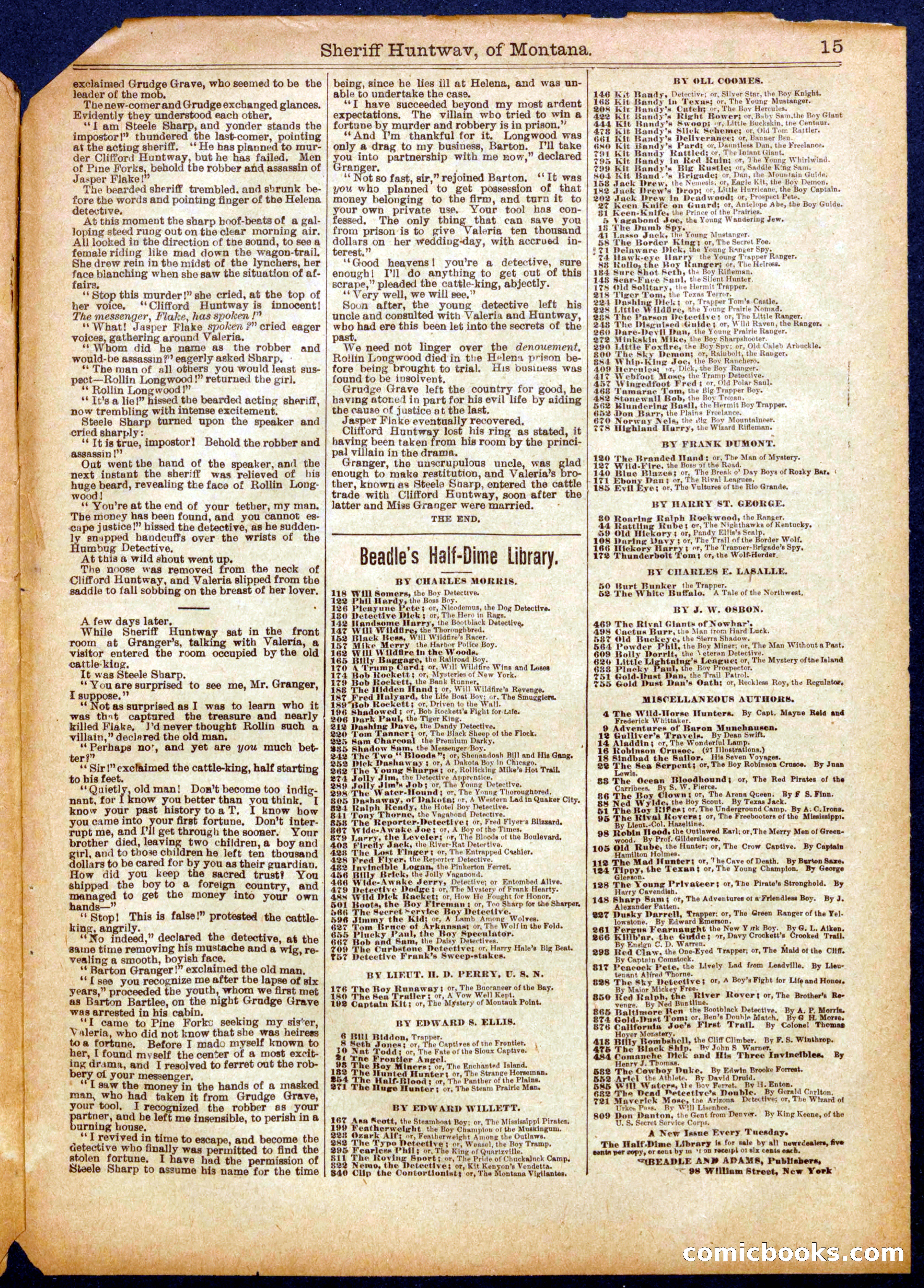 Beadle's Half Dime Library No. 993 — page 15 of 16