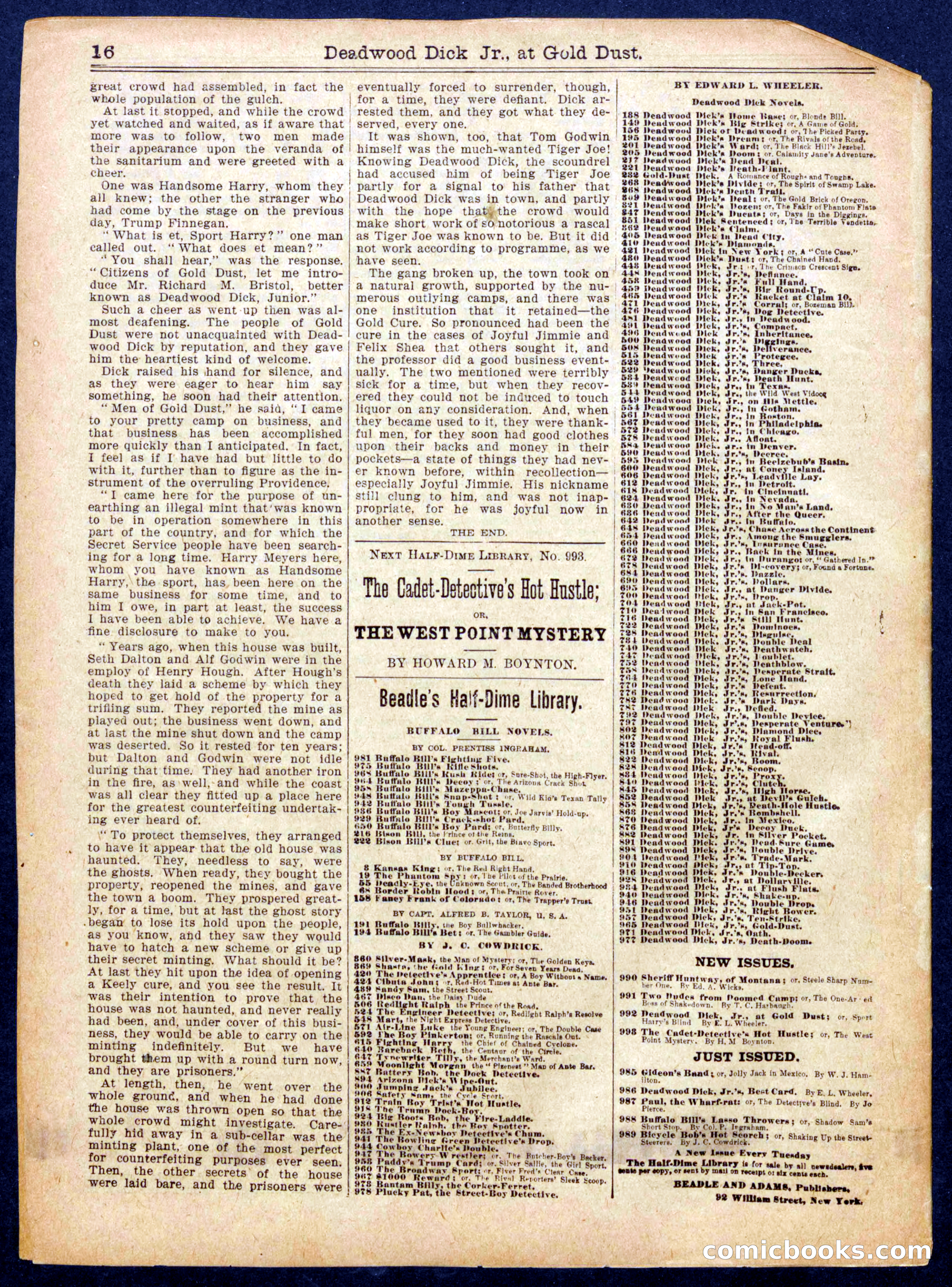 Beadle's Half Dime Library No. 902 — page 16 of 16