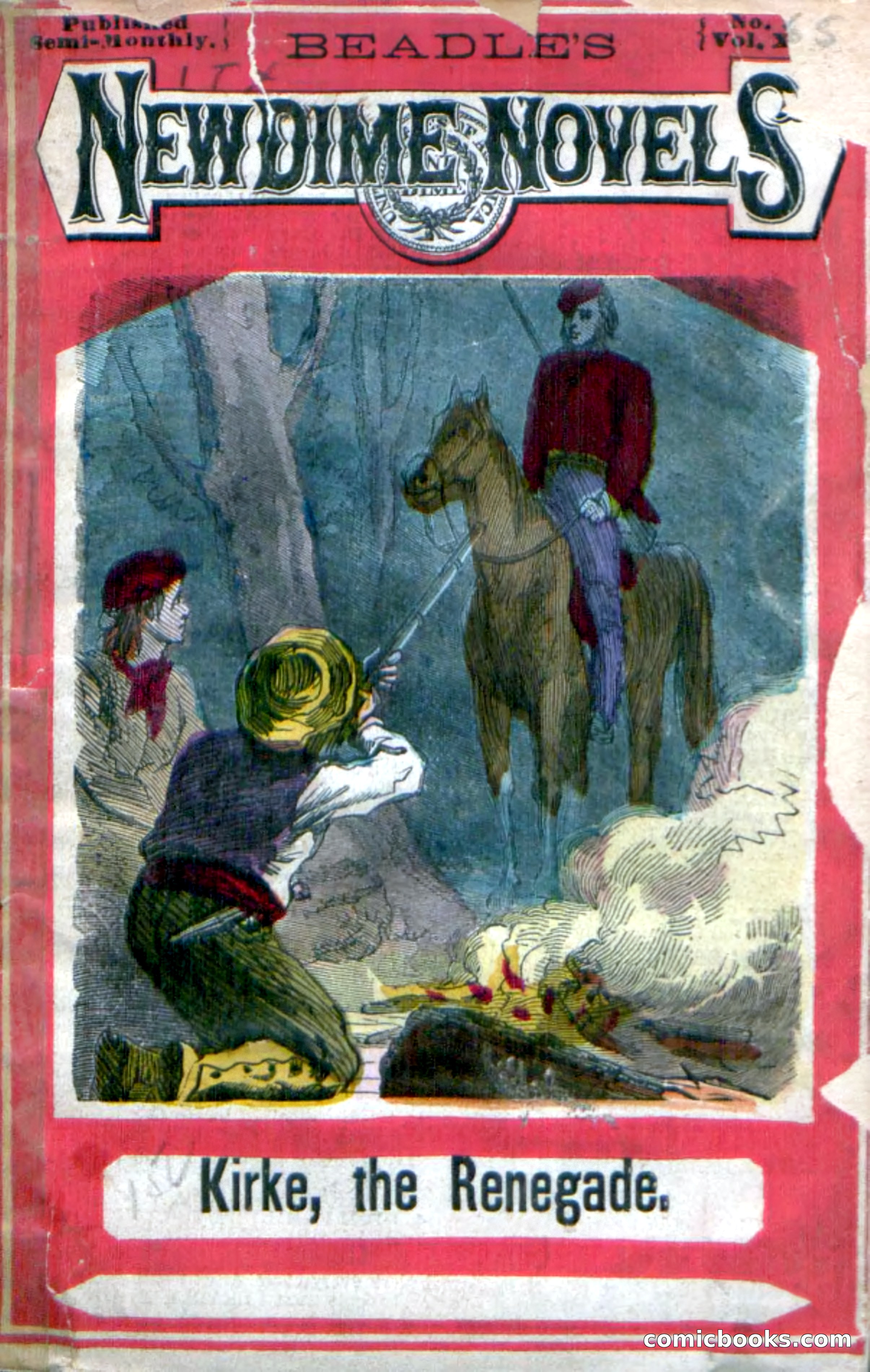 Beadle's New Dime Novels: 'Kirke, the Renegade' — page 1 of 100