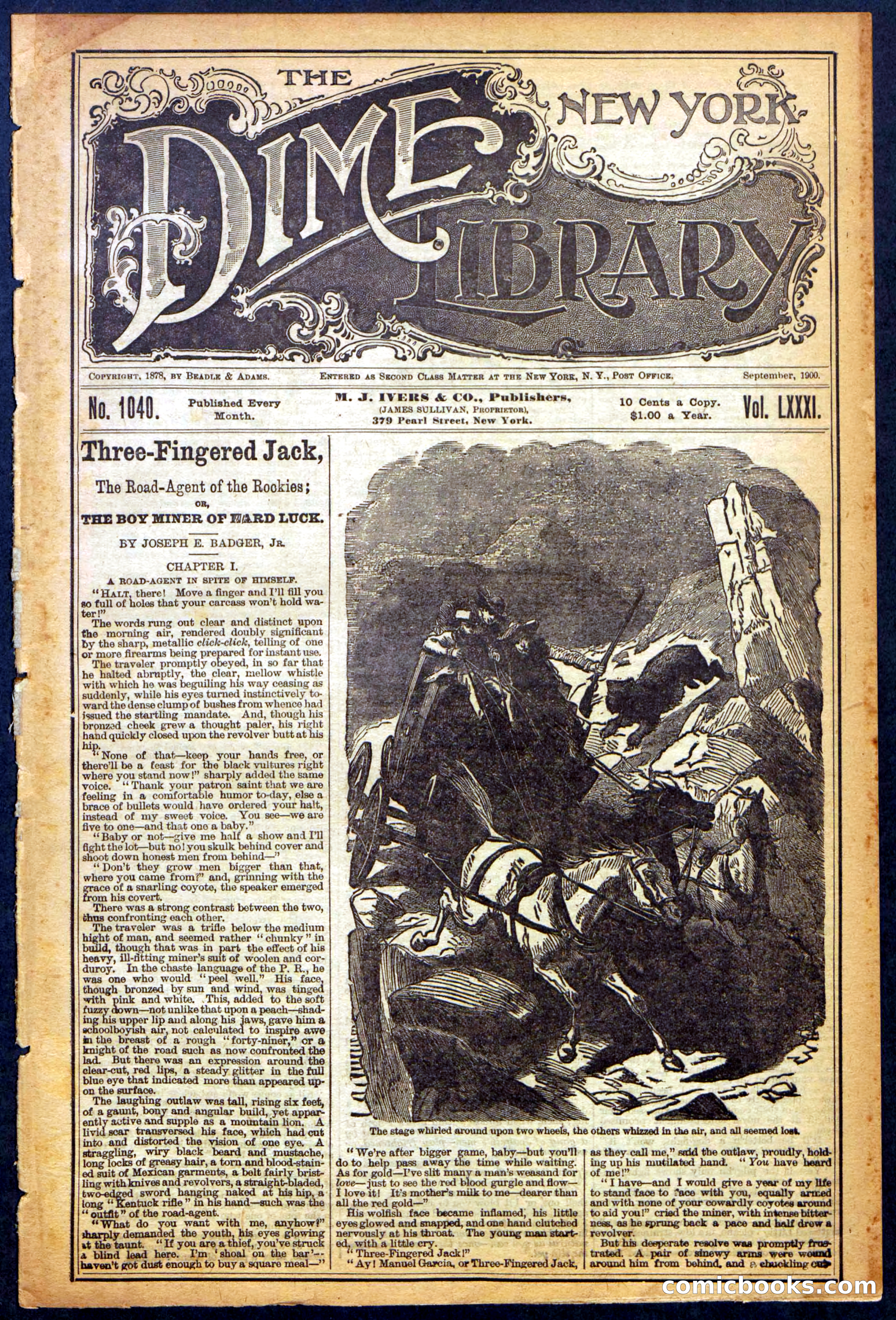 The New York Dime Library, No. 1040 (September 1900) — page 1 of 32
