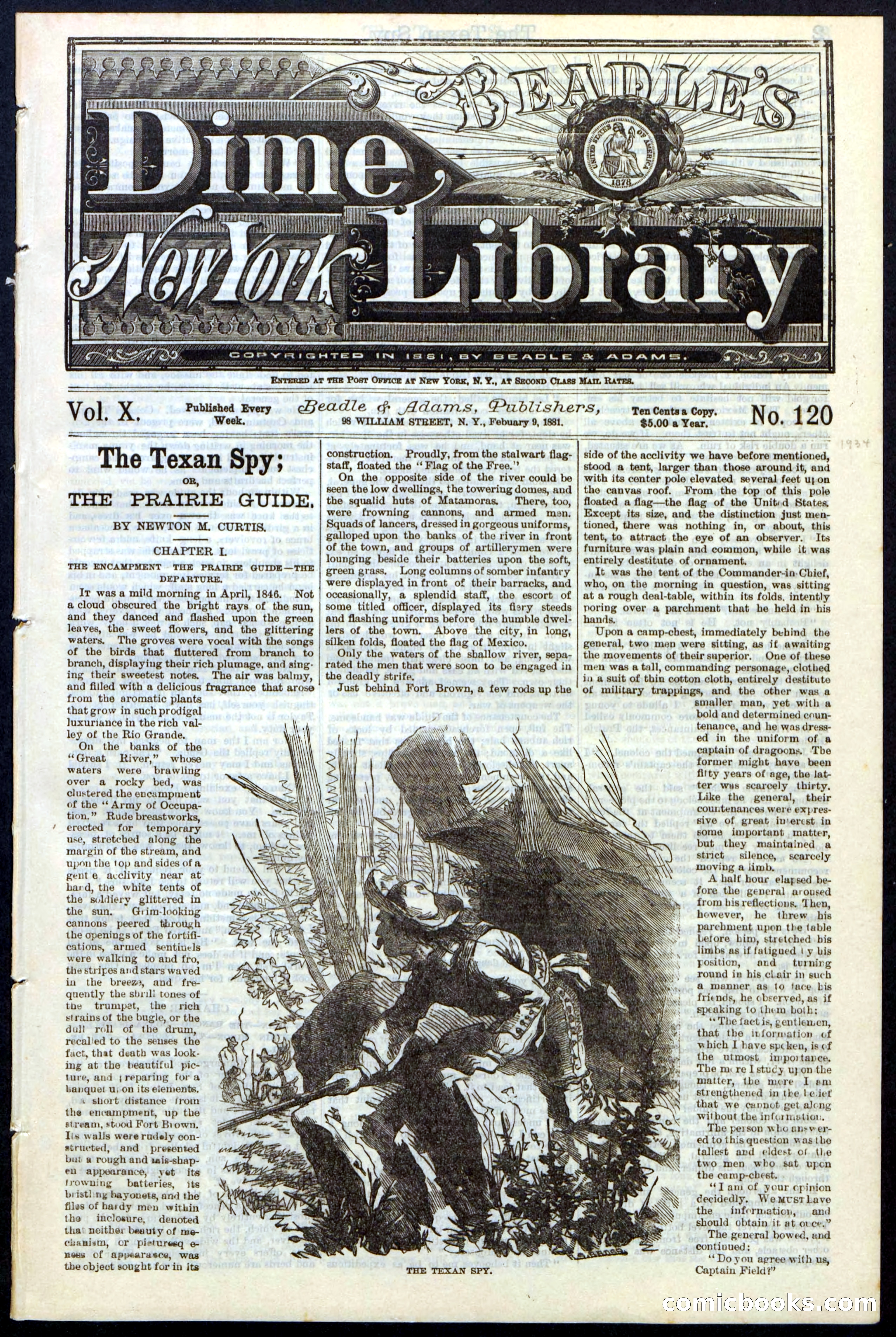 Beadle's Dime Library No. 120: The Texan Spy — page 1 of 24