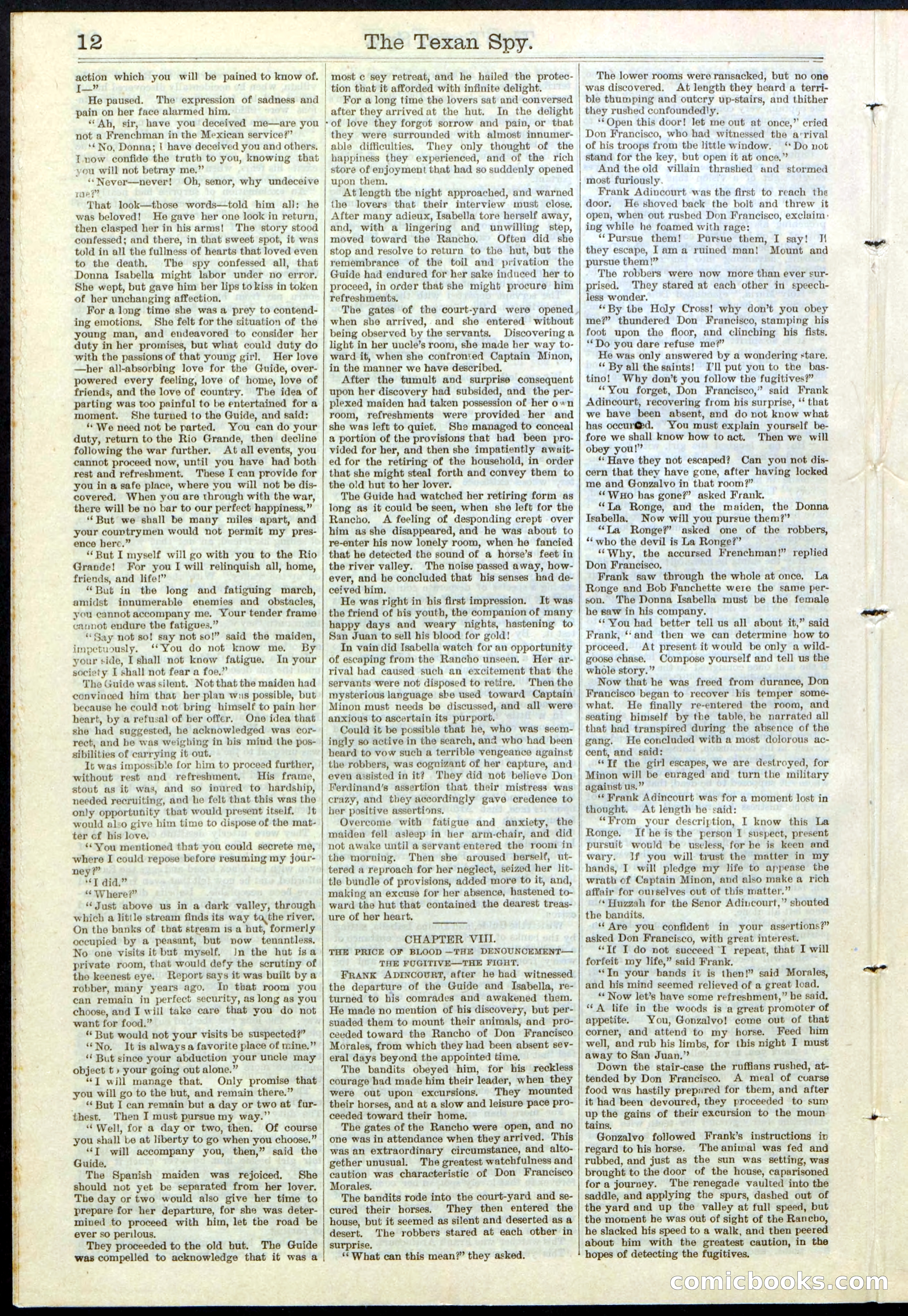 Beadle's Dime Library No. 120: The Texan Spy — page 12 of 24