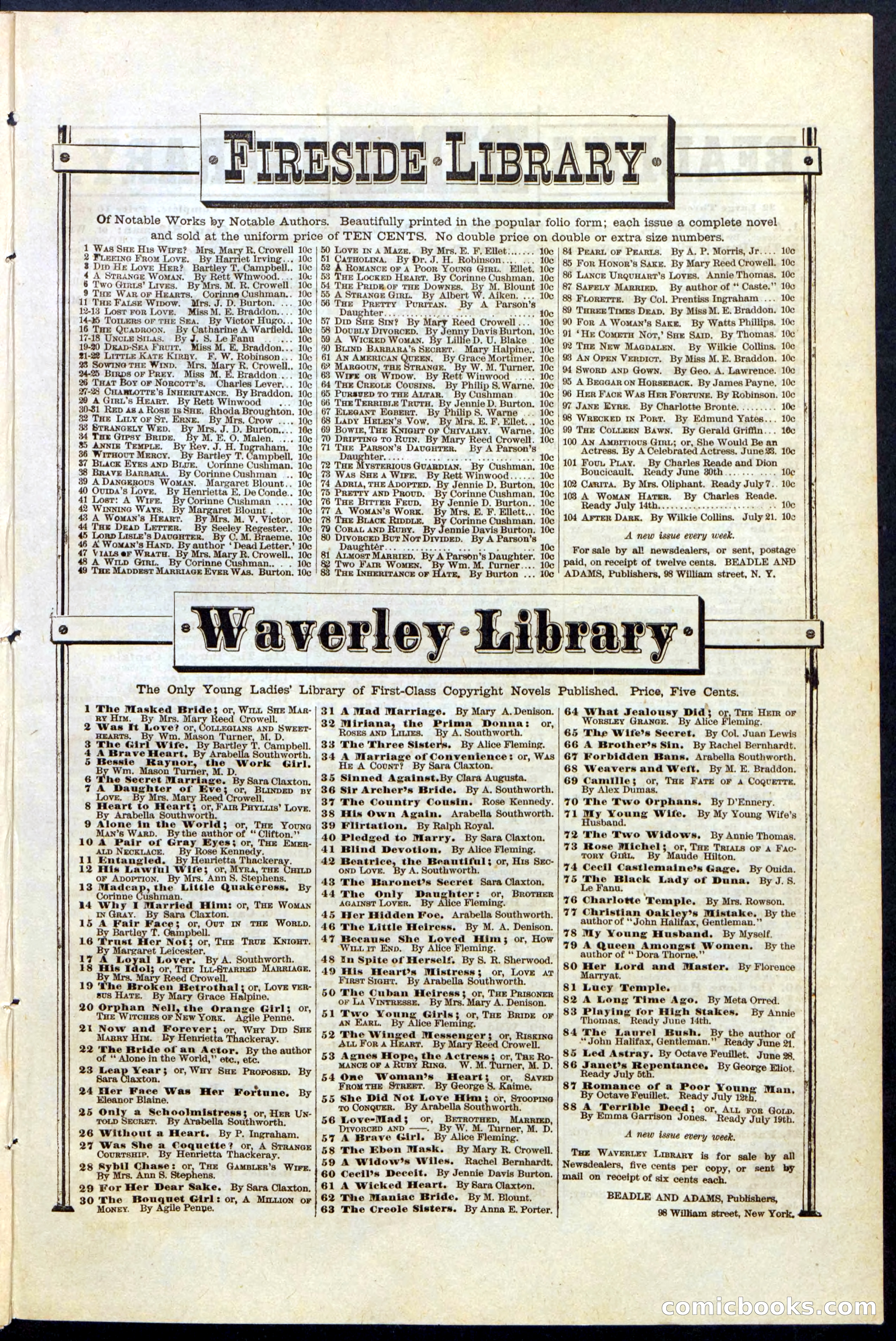 Beadle's New York Dime Library, No. 137 — page 31 of 32