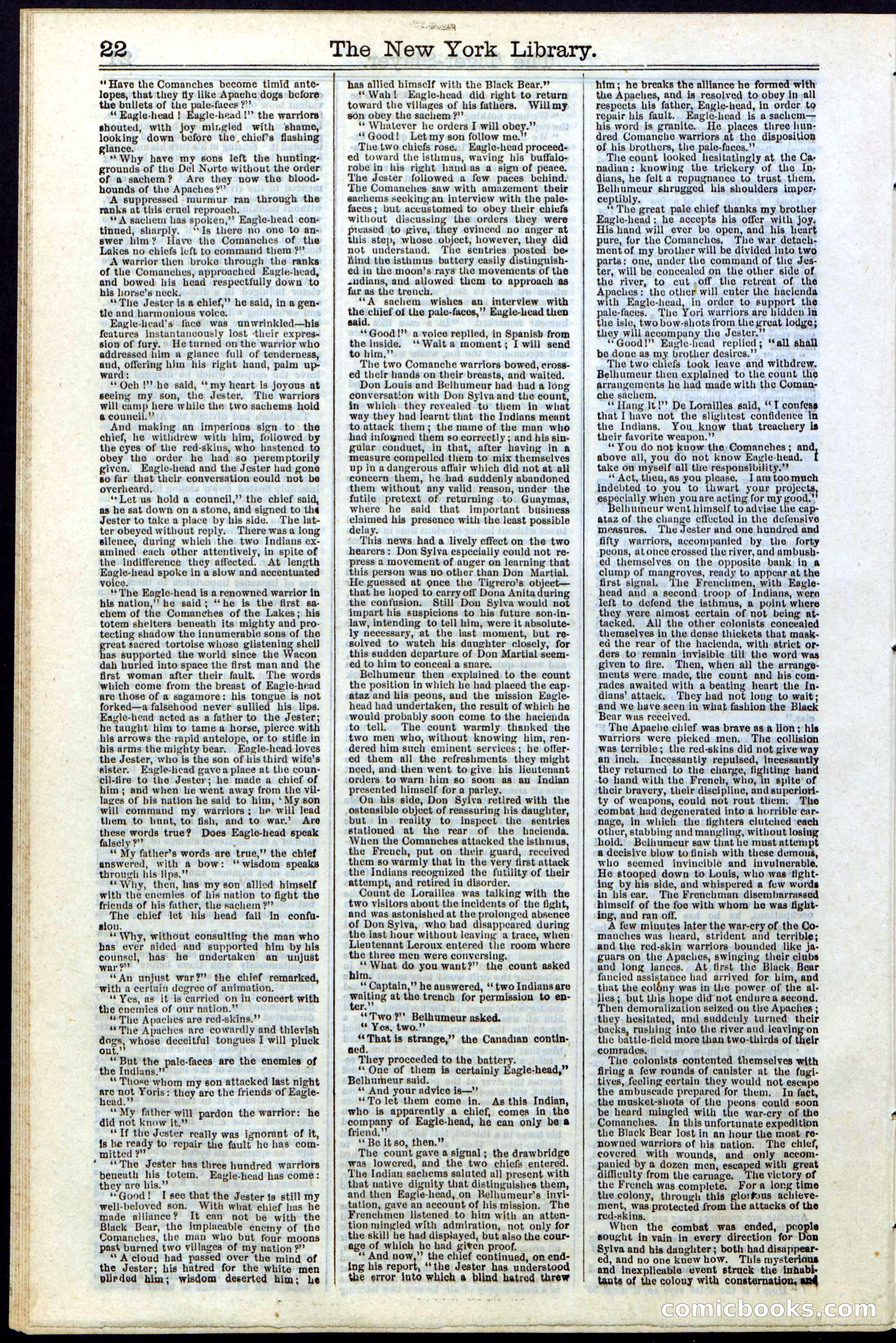 Beadle's New York Dime Library, Vol. II, No. 15 — page 22 of 40
