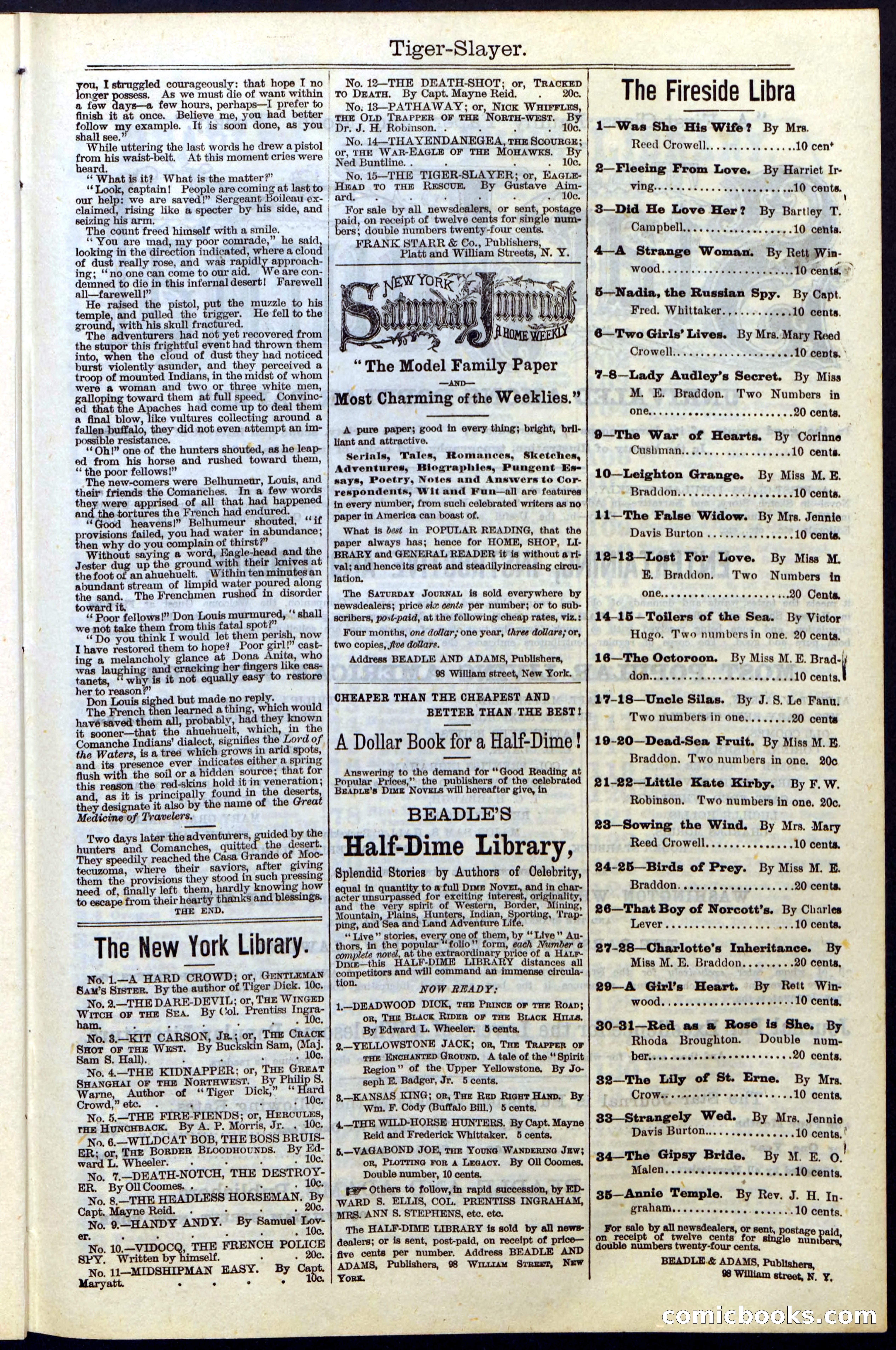 Beadle's New York Dime Library, Vol. II, No. 15 — page 37 of 40