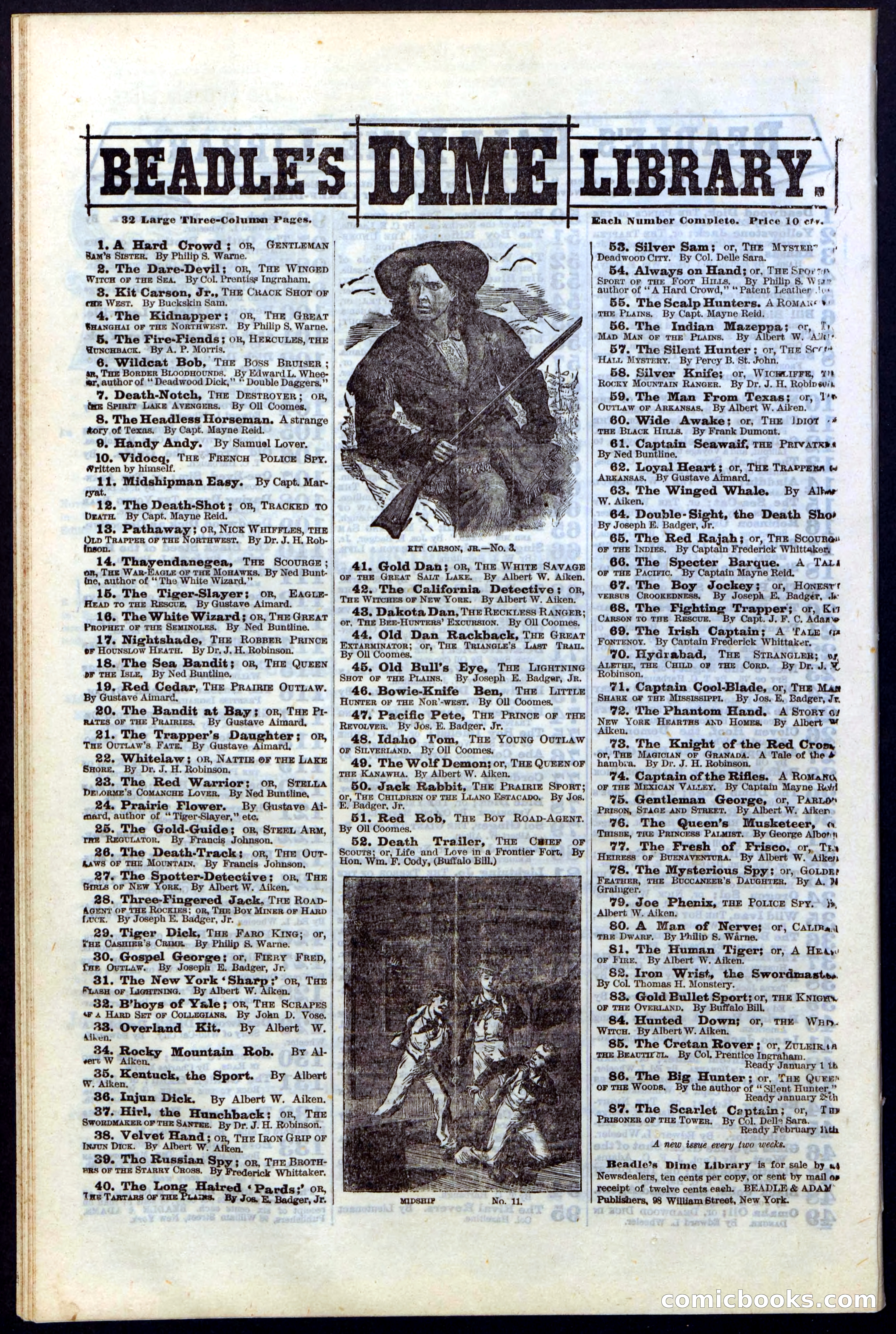 Beadle's New York Dime Library, Vol. II, No. 15 — page 40 of 40