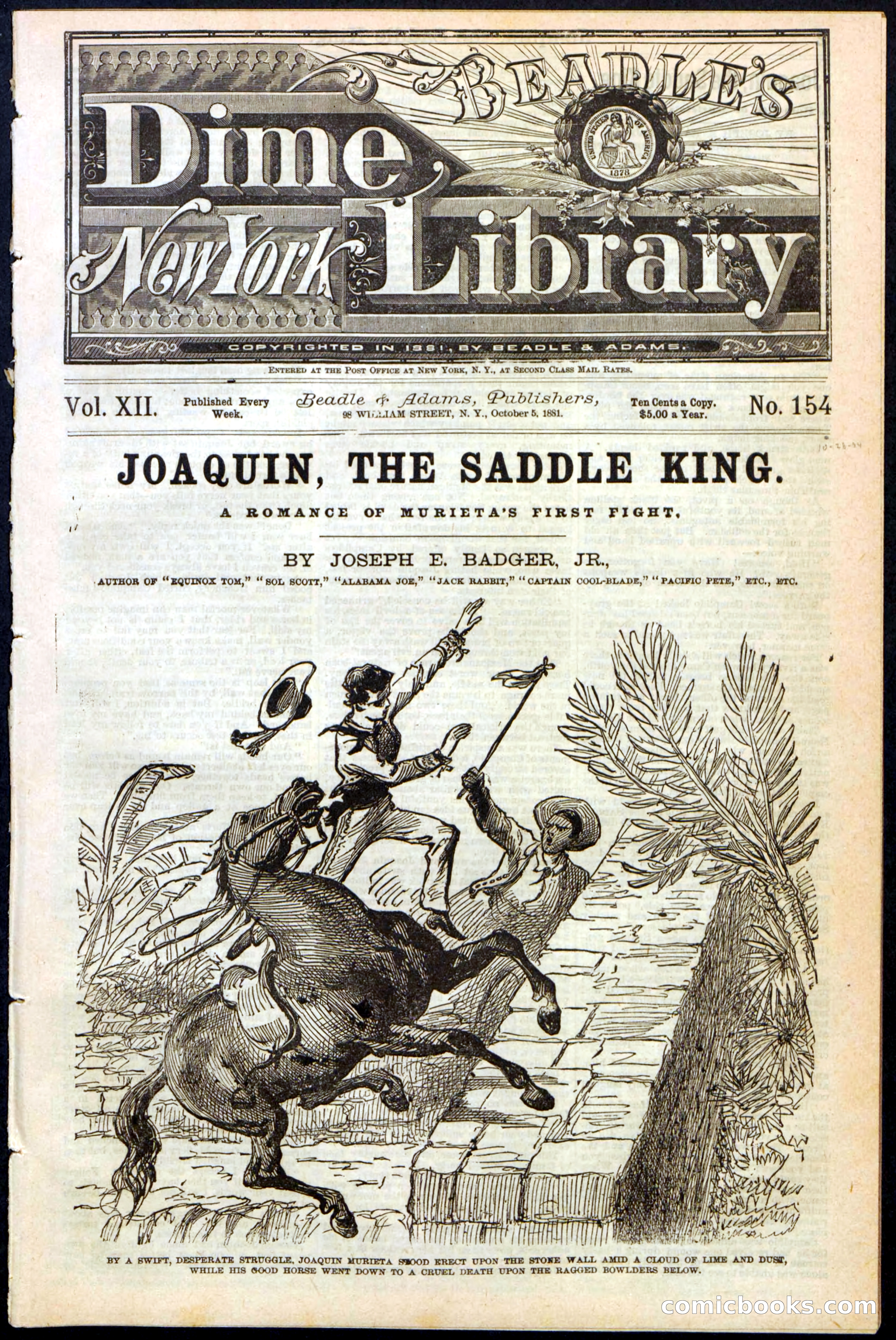 Beadle's New York Dime Library No. 154 — page 1 of 32