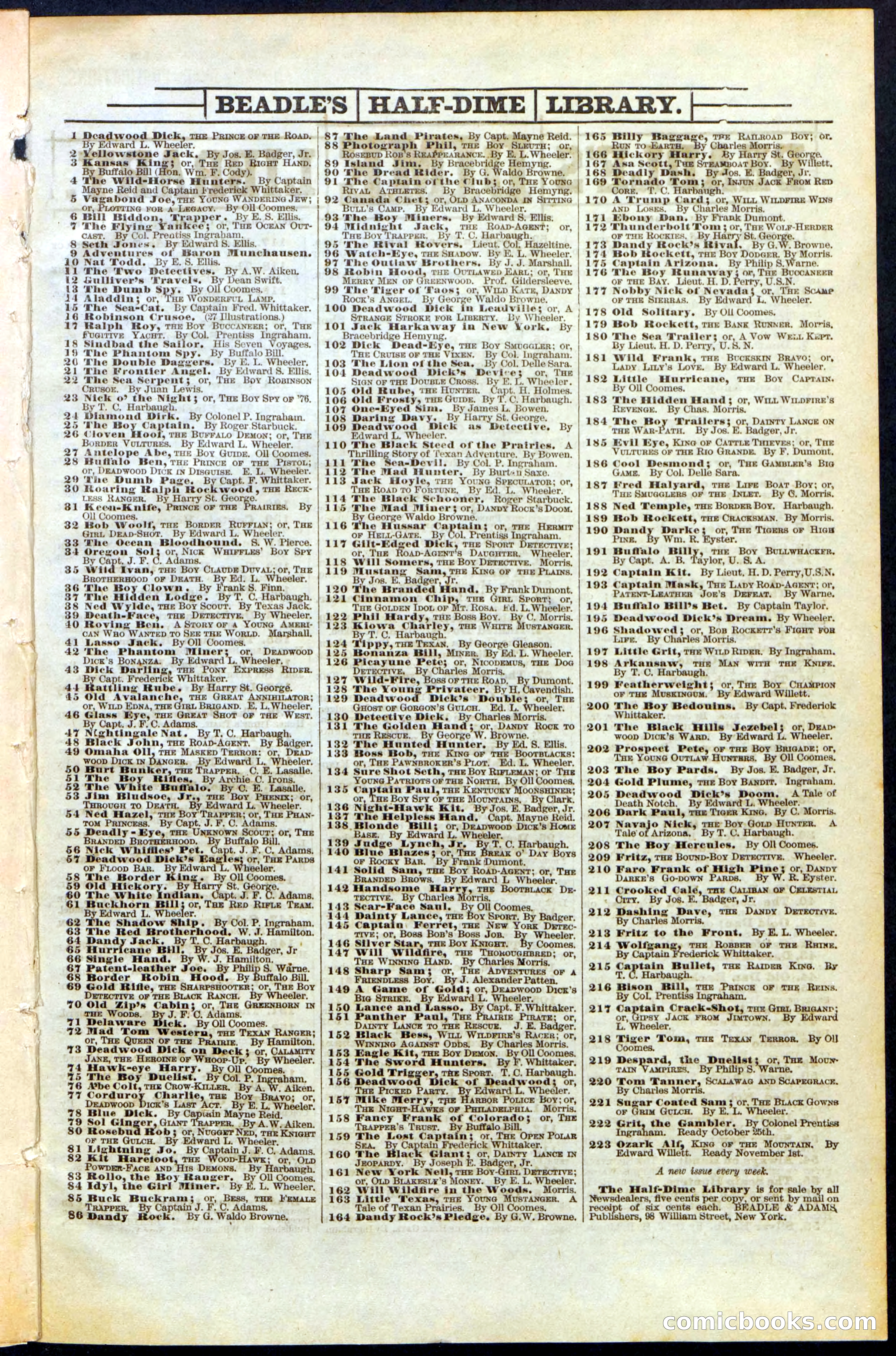 Beadle's New York Dime Library, No. 156 — page 23 of 24