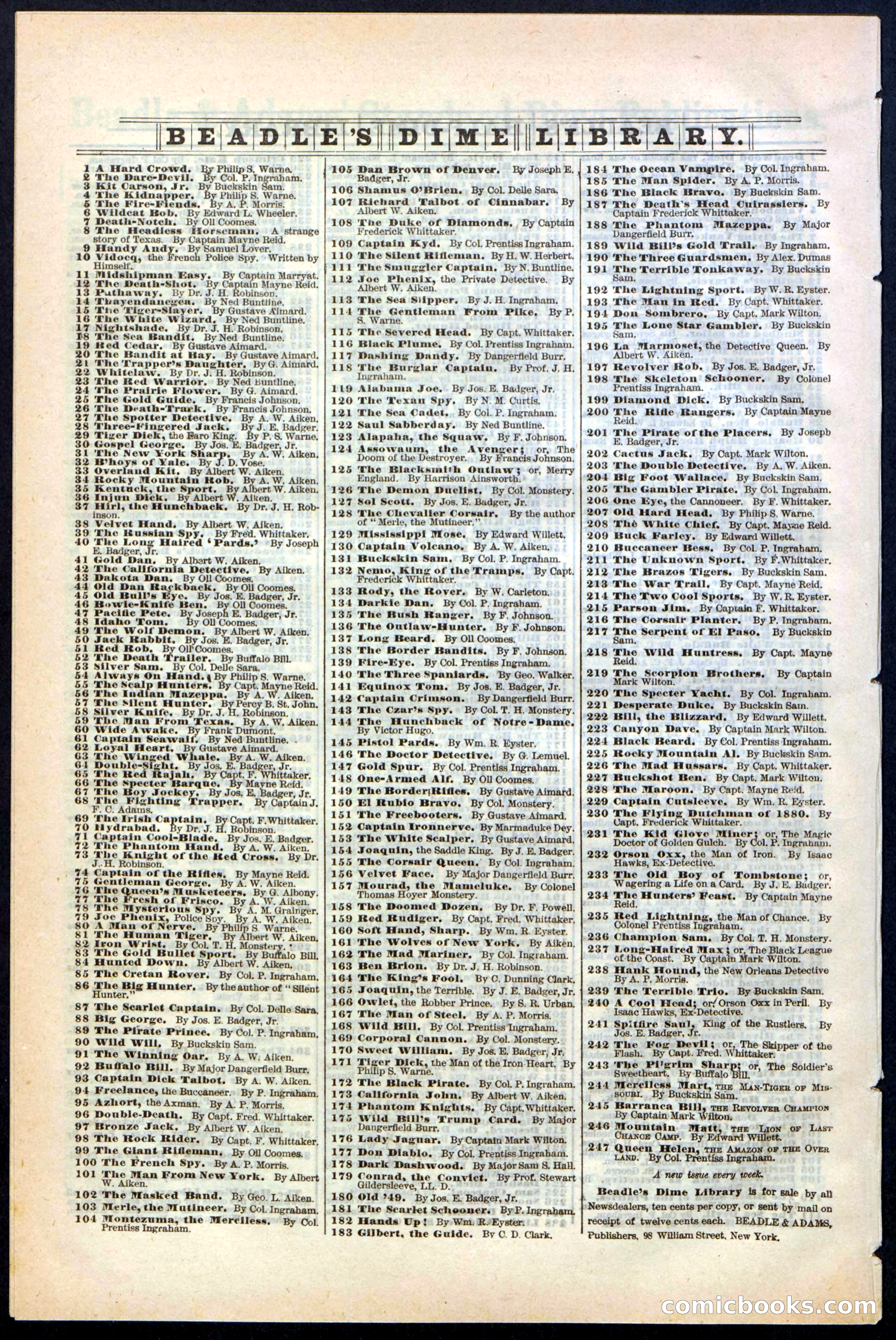Beadle's New York Dime Library No. 243 — page 32 of 32