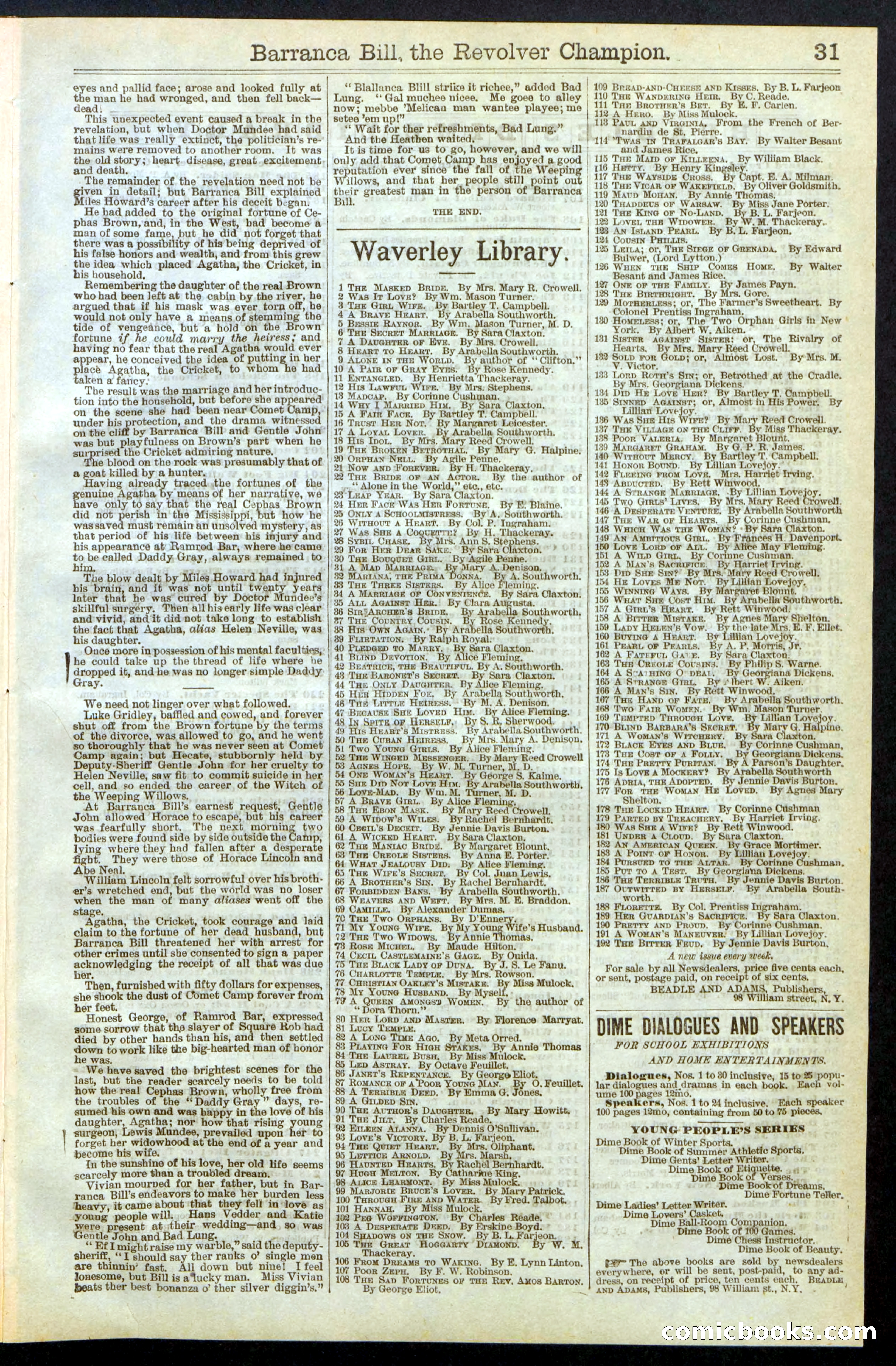 Beadle's New York Dime Library No. 245 — page 31 of 32
