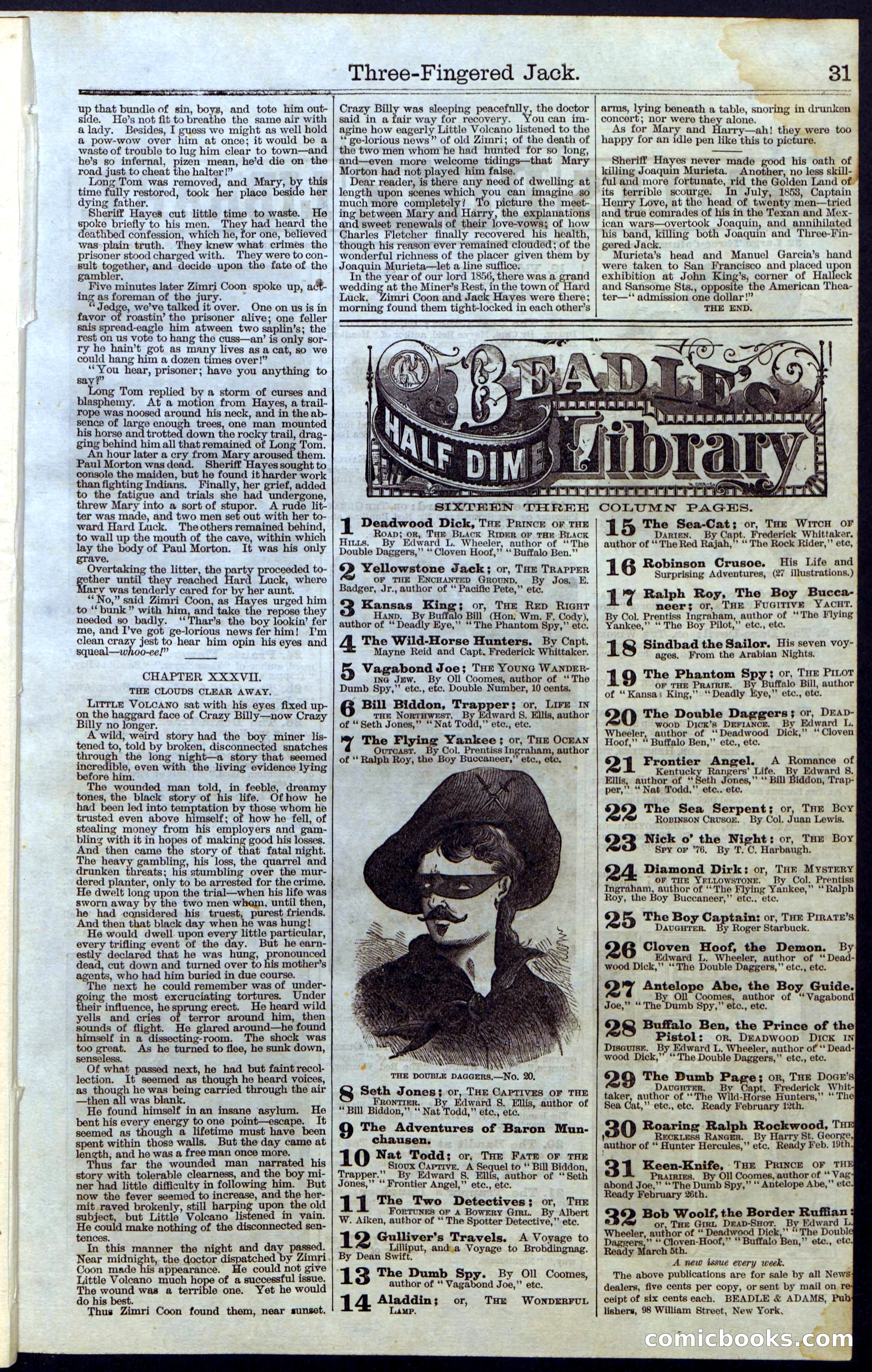 Beadle's New York Dime Library No. 28 — page 31 of 32