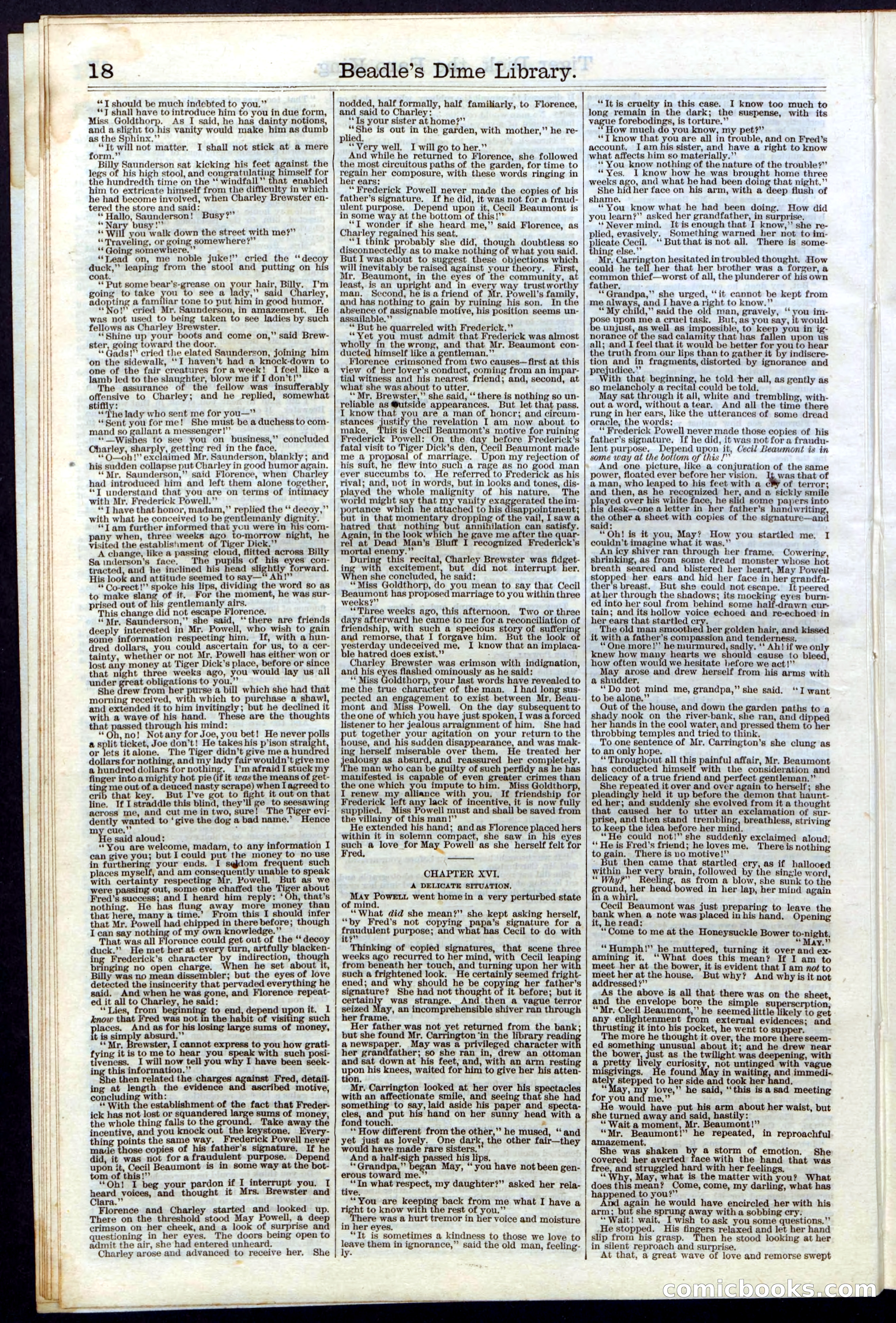 Beadle's Dime Library, Vol. III, No. 29 — page 18 of 32
