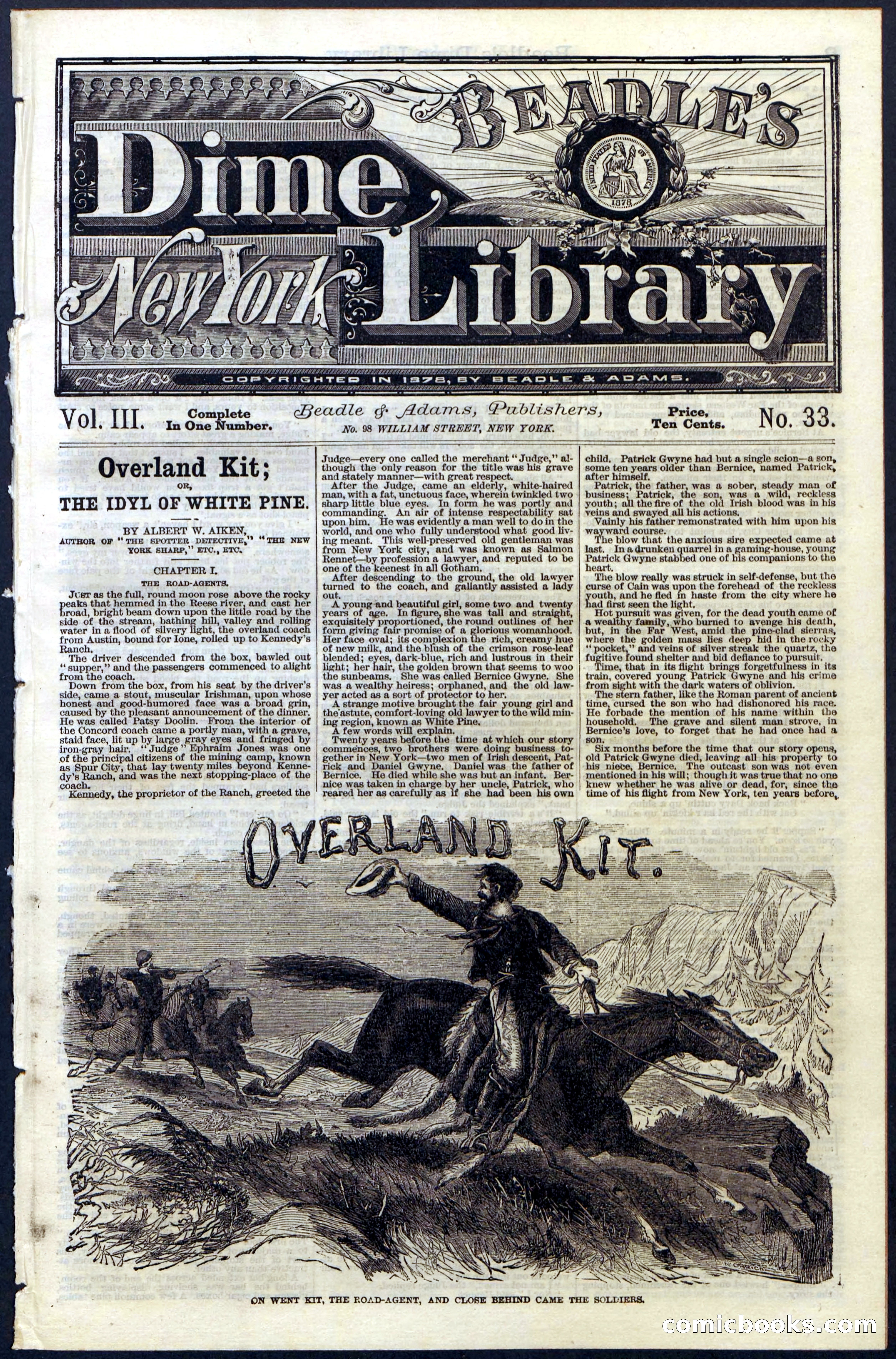 Beadle's Dime Library, Vol. III, No. 33 — page 1 of 24