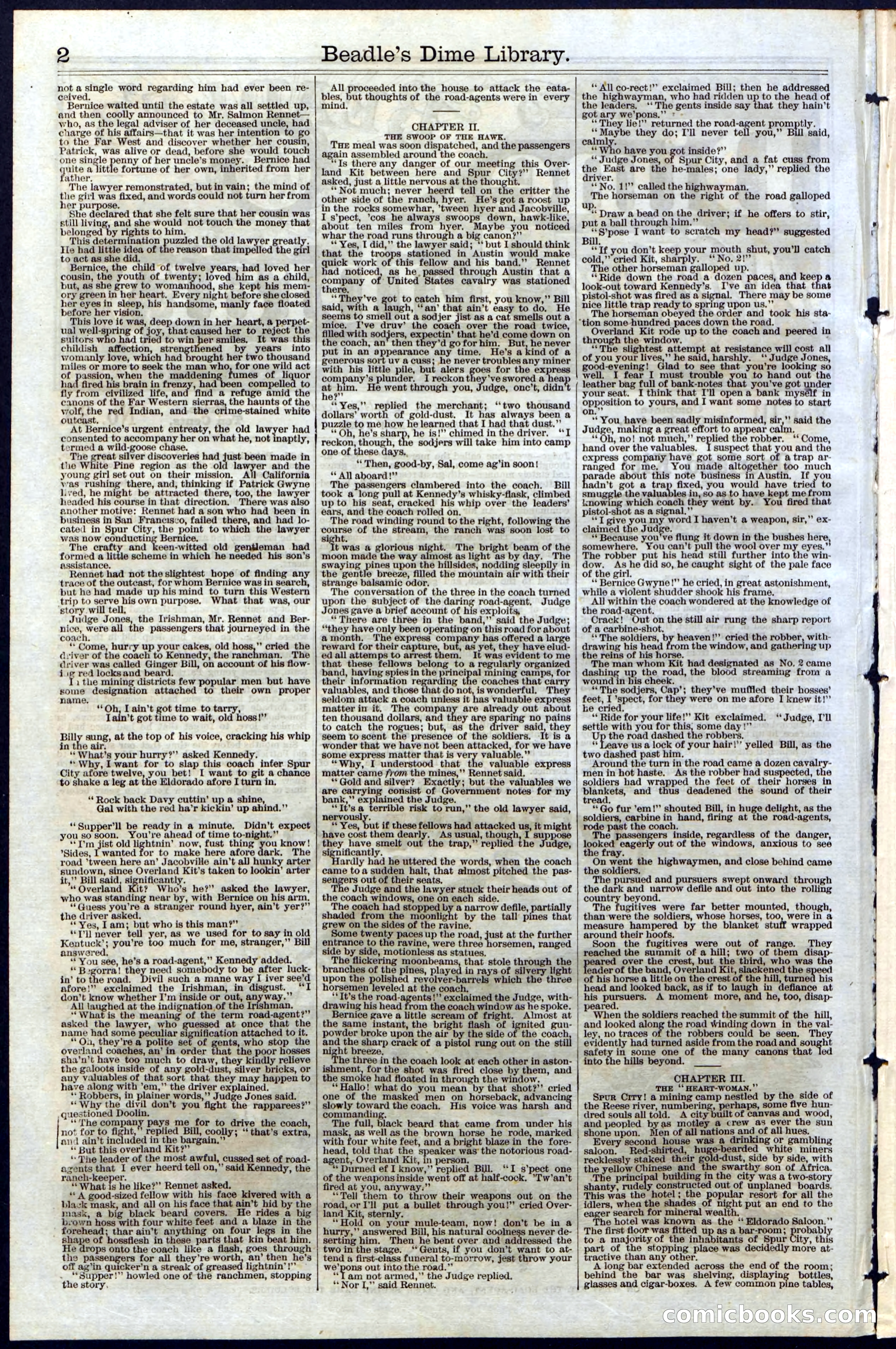 Beadle's Dime Library, Vol. III, No. 33 — page 2 of 24