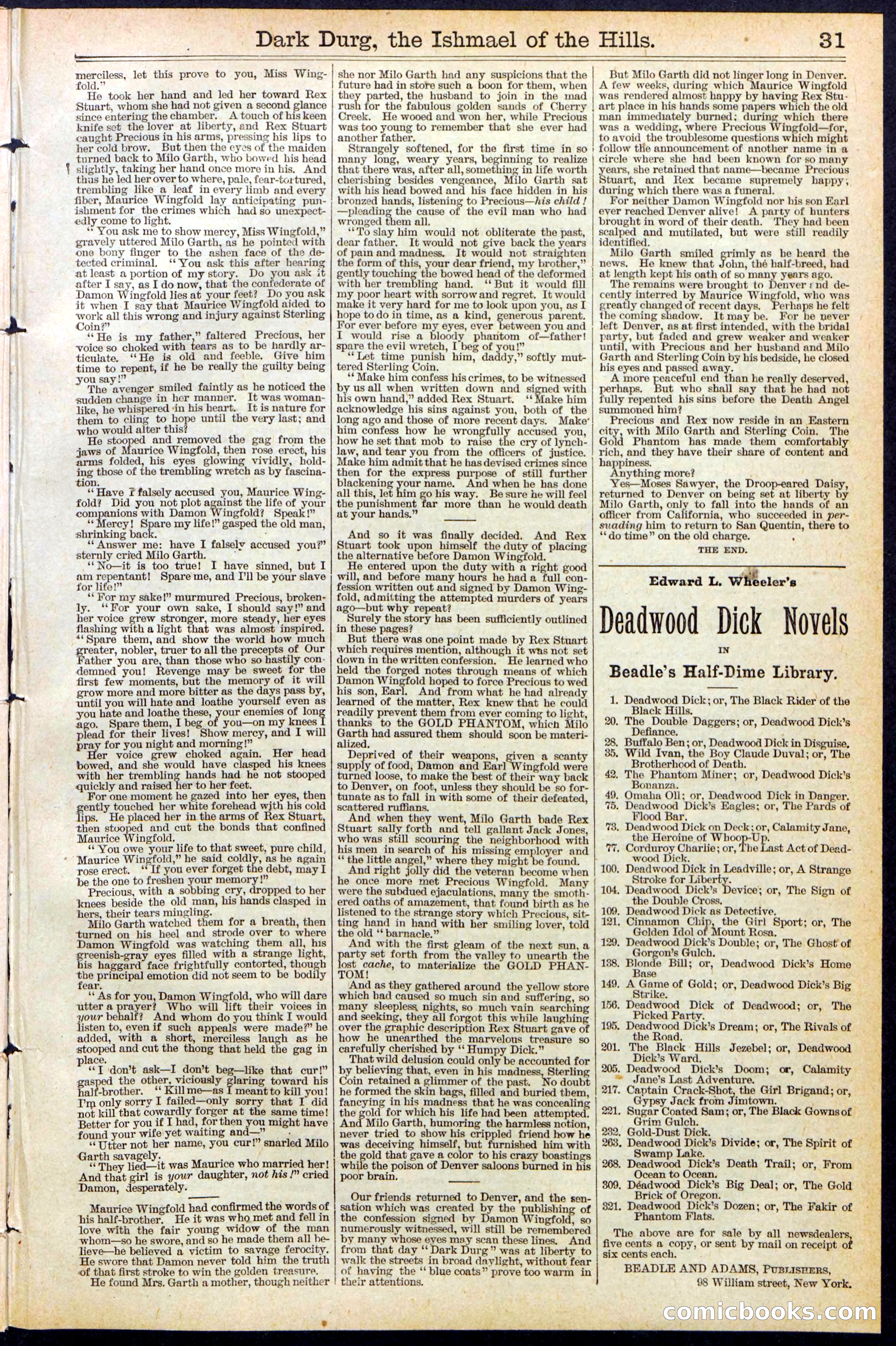 Beadle's Dime Library No. 387 — page 31 of 32