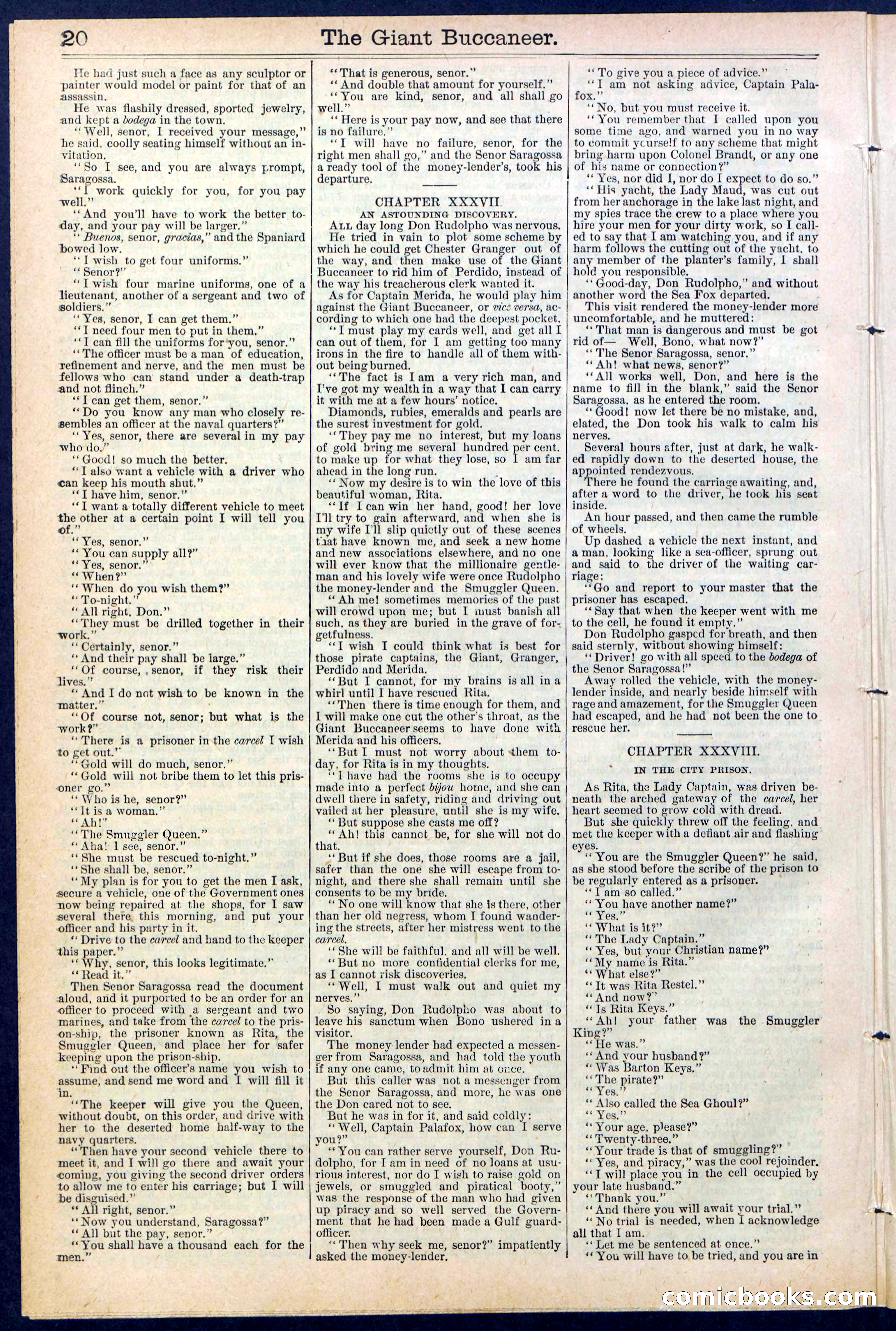 Beadle's Dime Library No. 388: The Giant Buccaneer — page 20 of 32