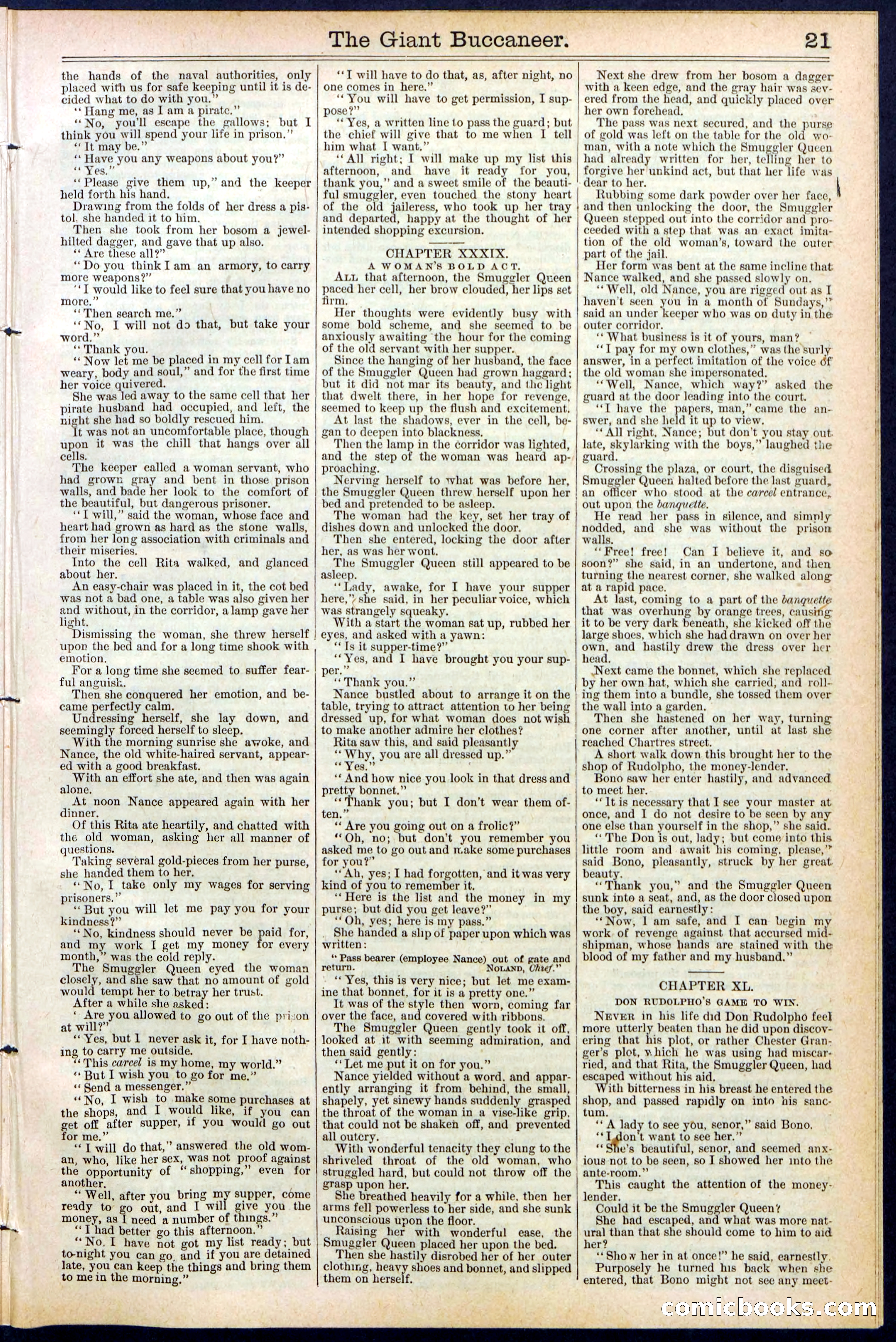 Beadle's Dime Library No. 388: The Giant Buccaneer — page 21 of 32