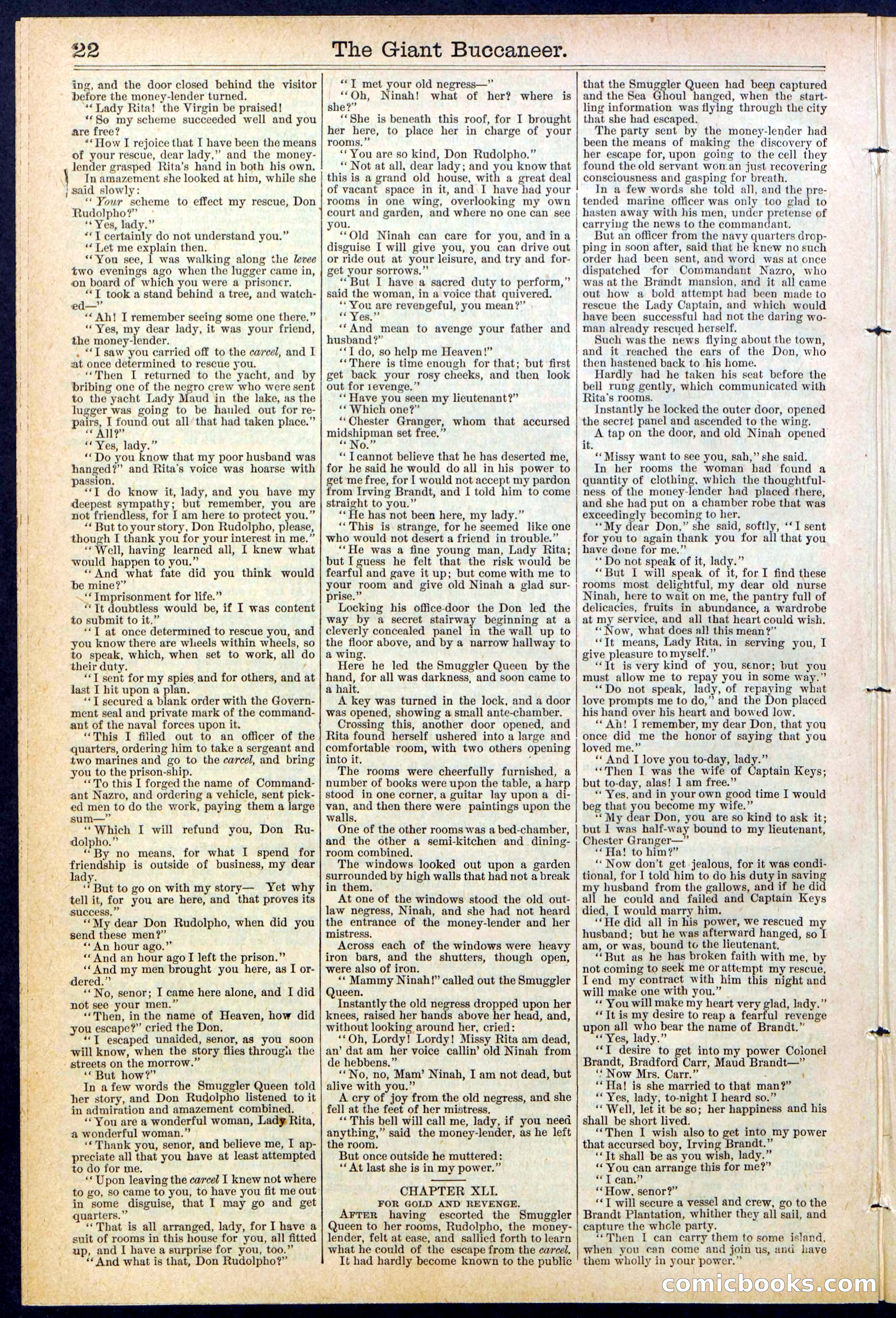 Beadle's Dime Library No. 388: The Giant Buccaneer — page 22 of 32