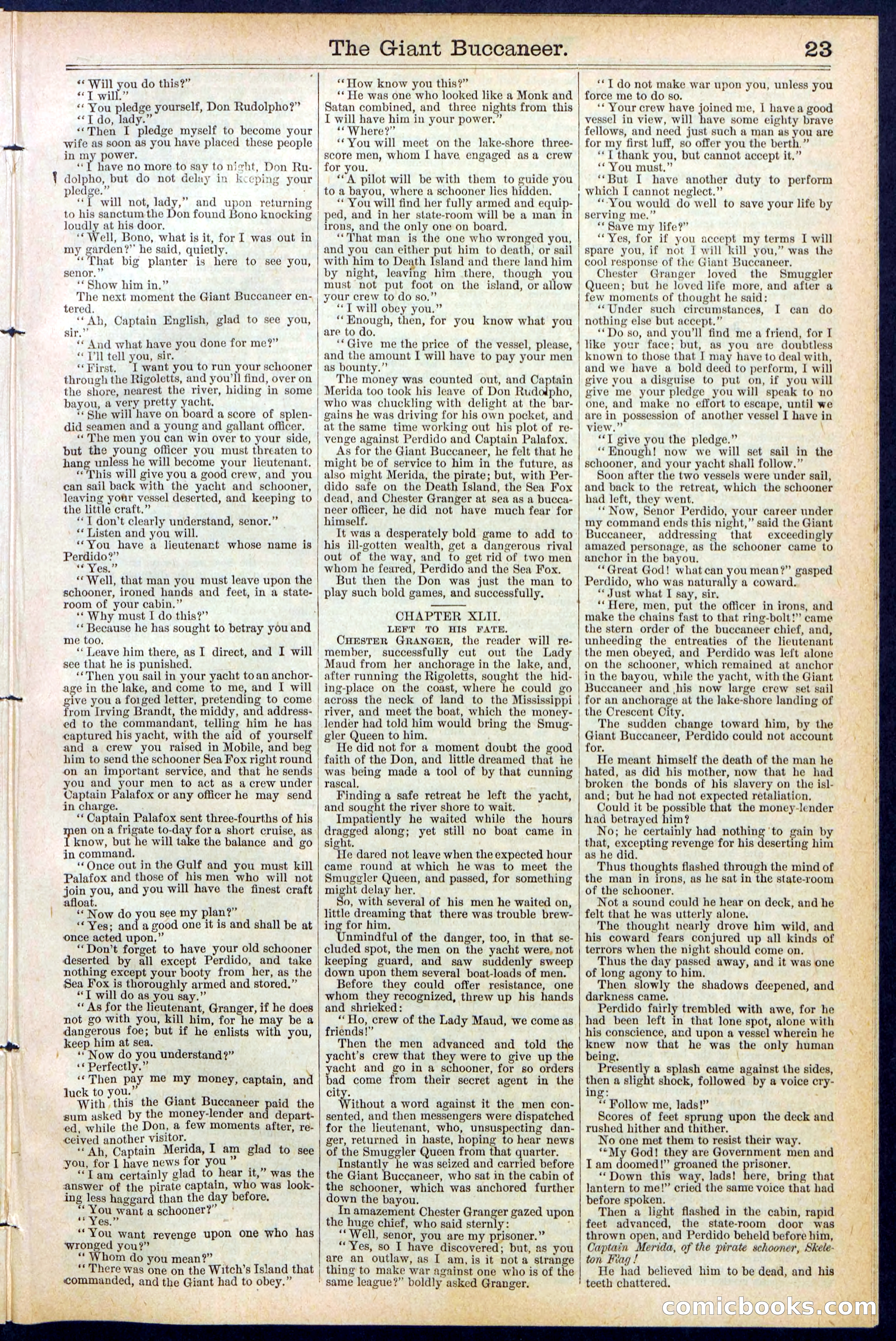 Beadle's Dime Library No. 388: The Giant Buccaneer — page 23 of 32