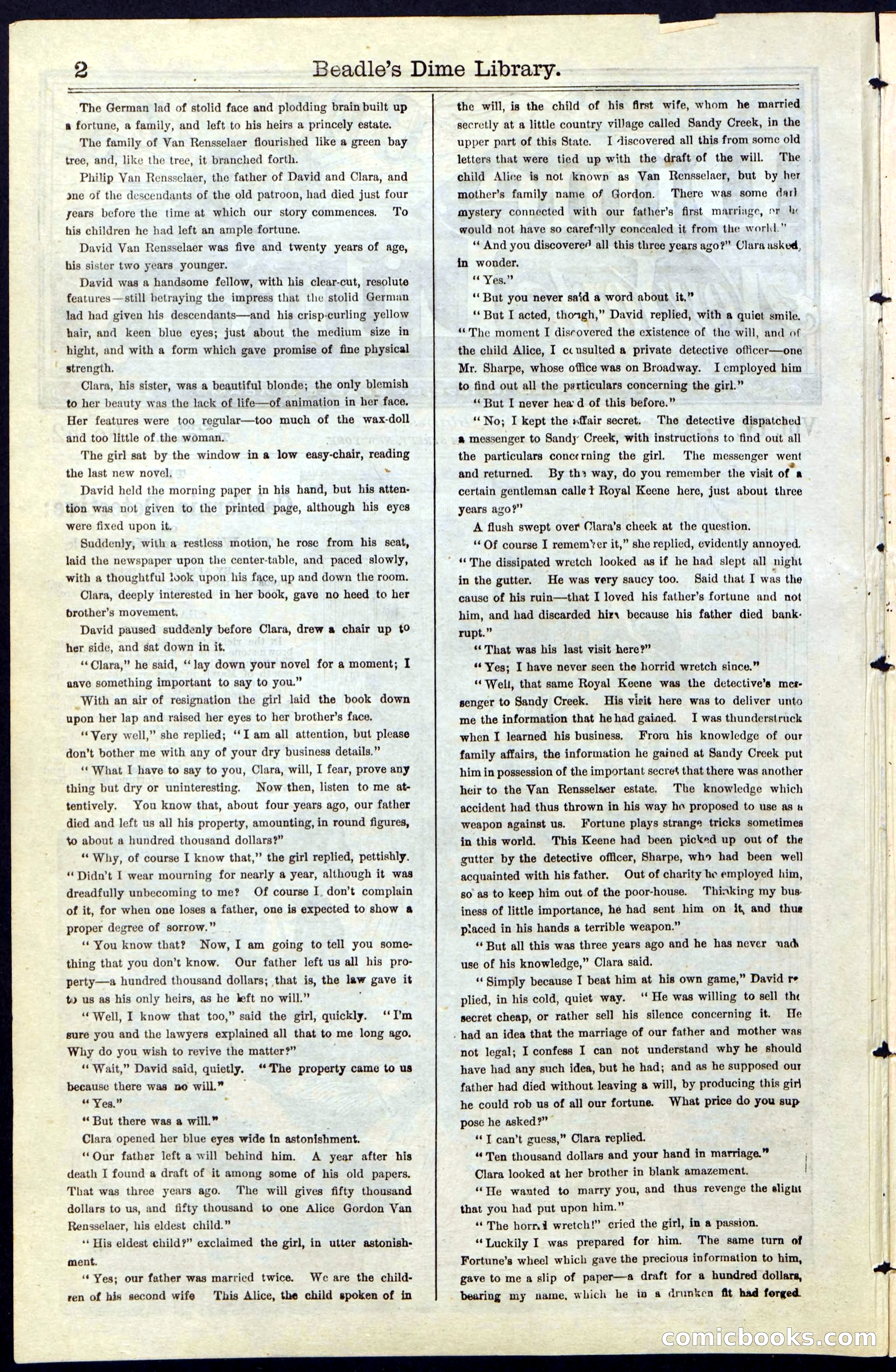 Beadle's Dime Library No. 42 — page 2 of 32