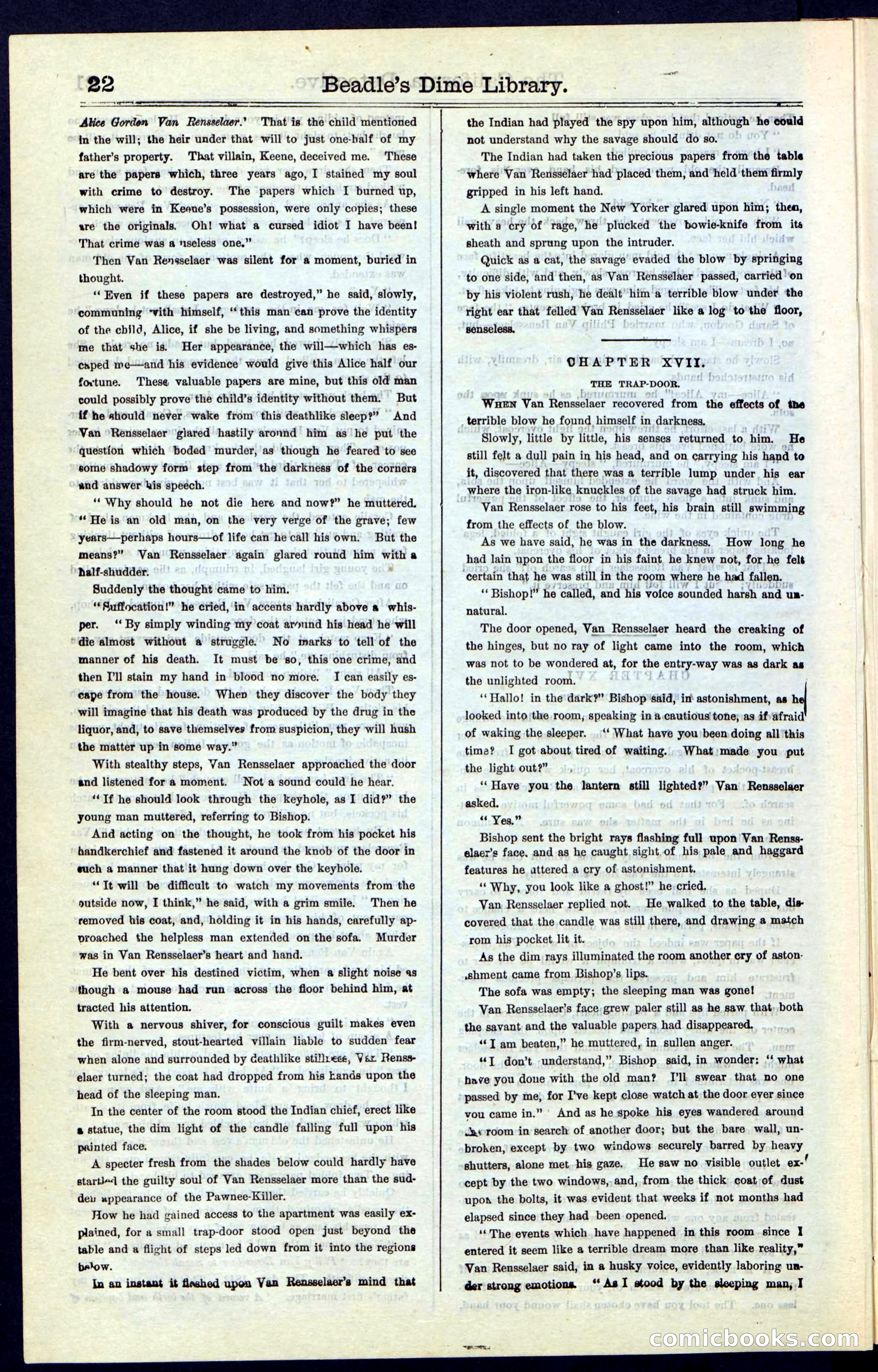 Beadle's Dime Library No. 42 — page 22 of 32