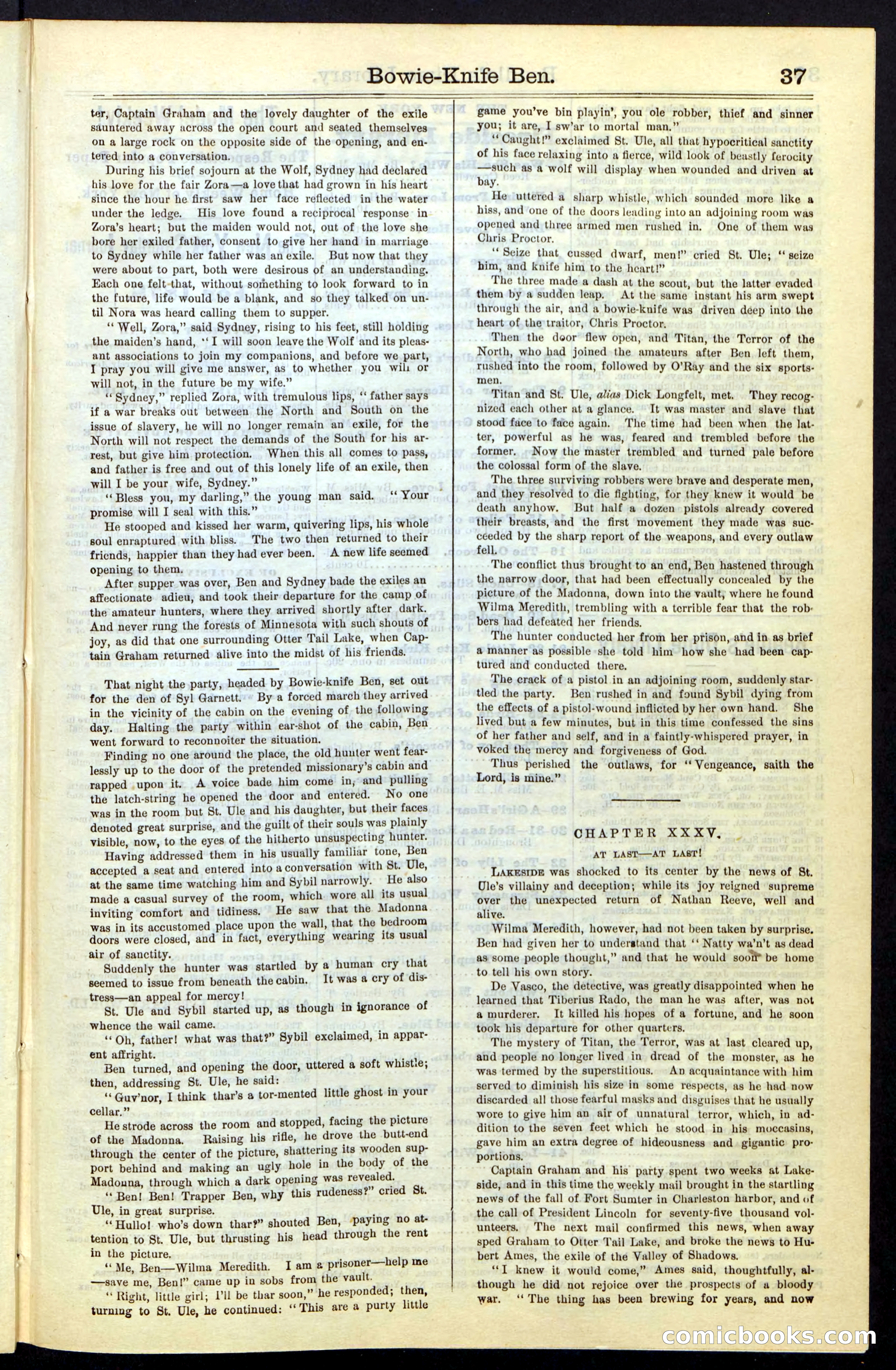 Beadle's New York Dime Library, Vol. IV, No. 46 — page 37 of 40