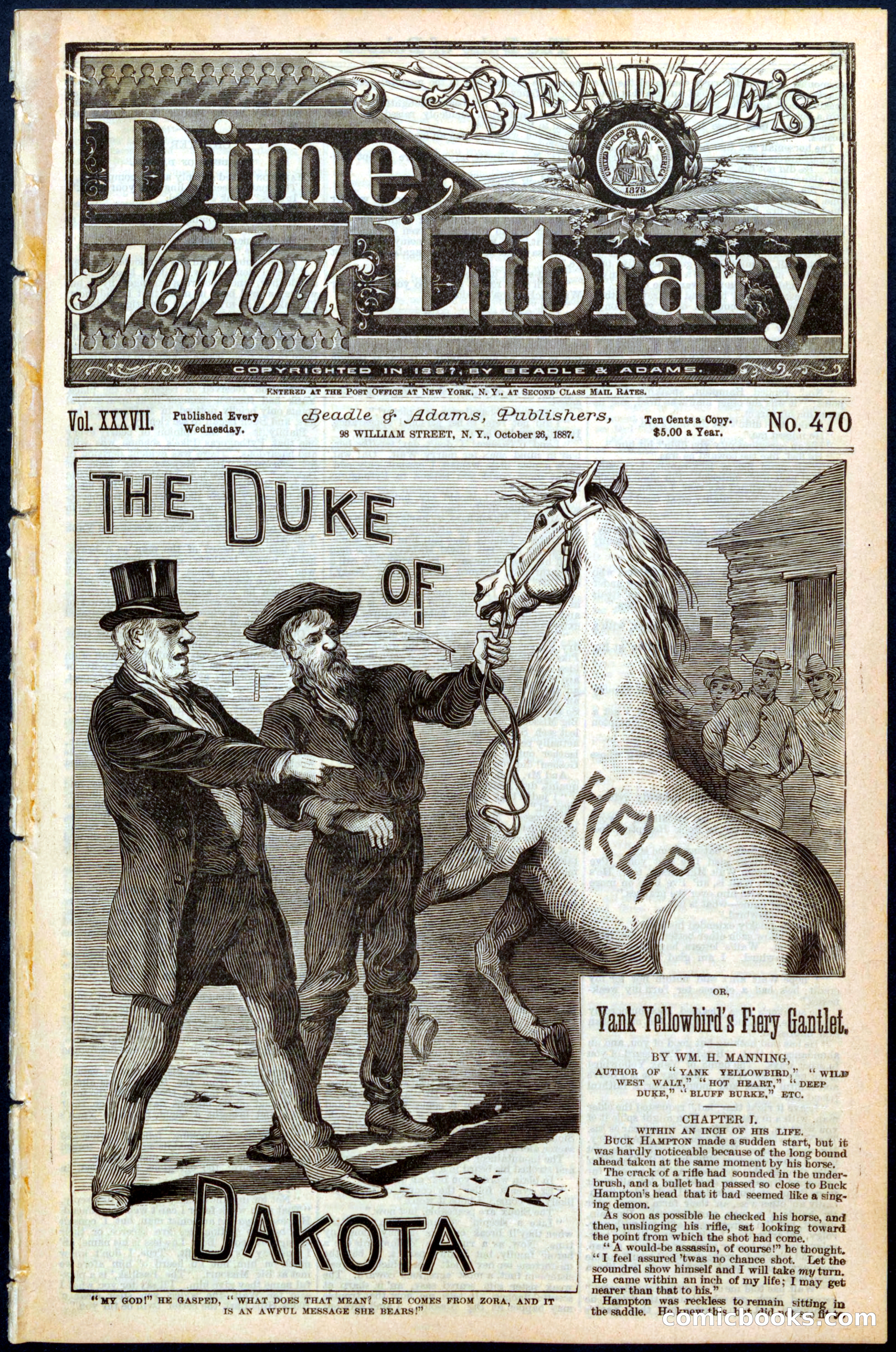 Beadle's New York Dime Library No. 470 — page 1 of 32