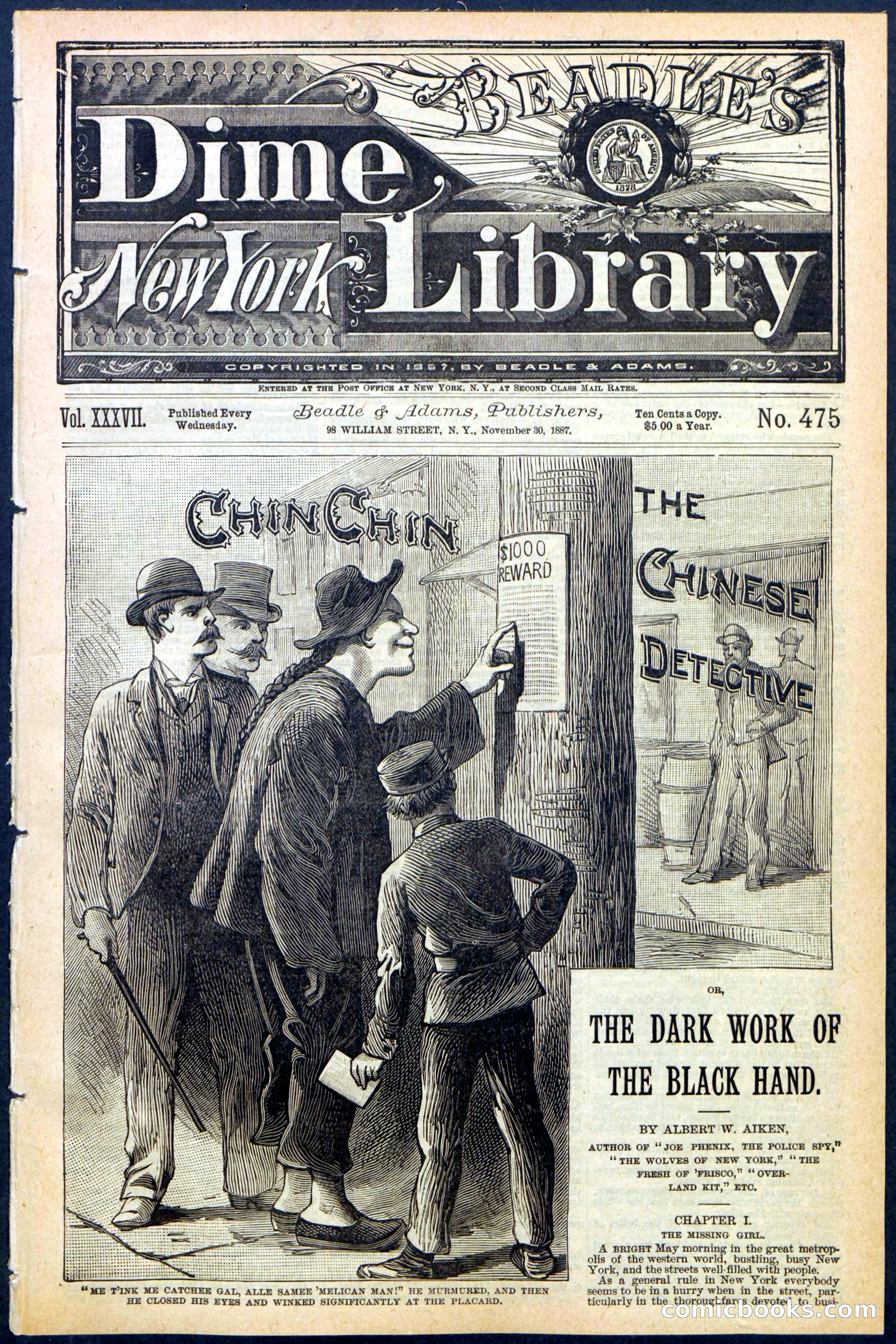 Beadle's New York Dime Library, No. 475 — page 1 of 32