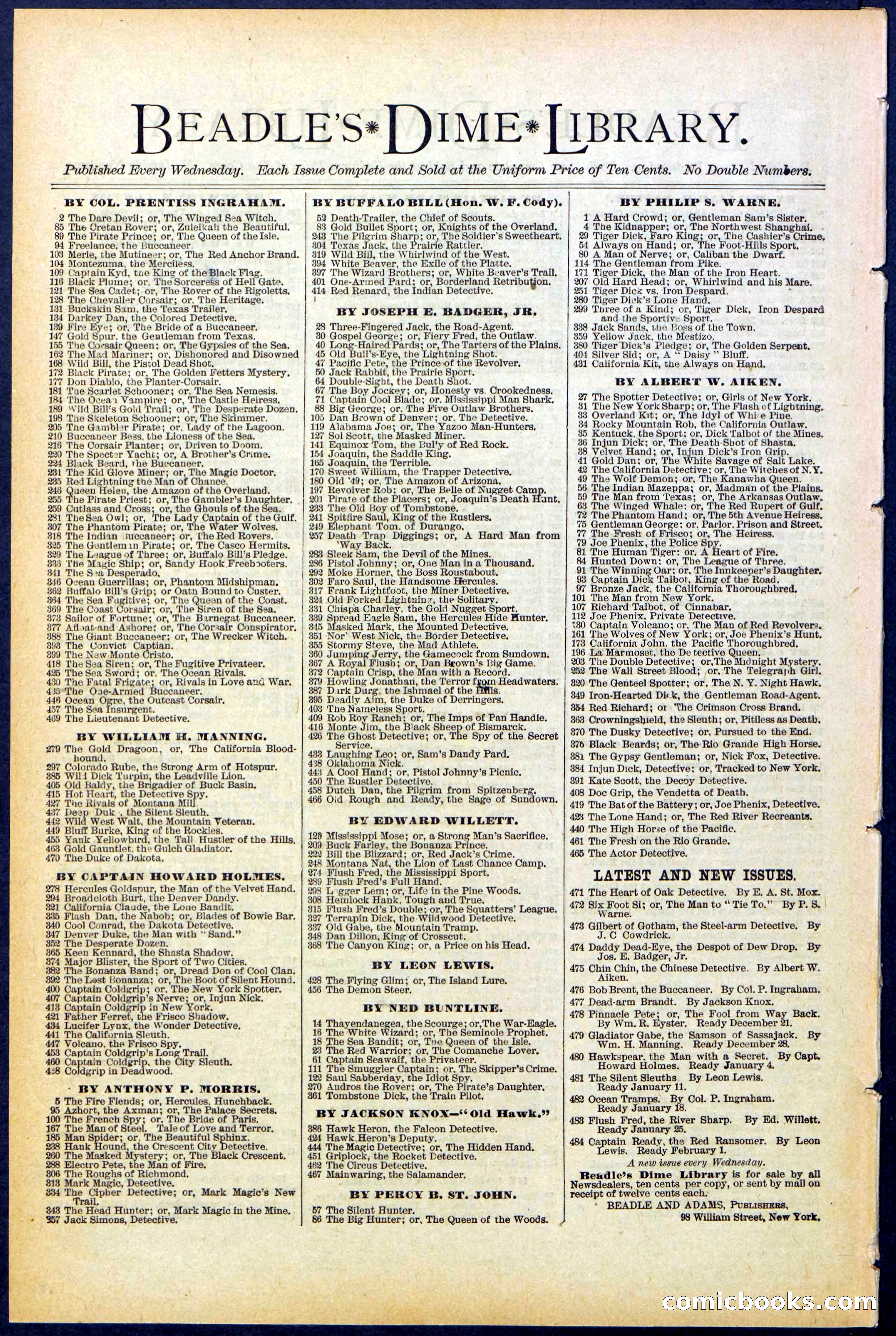 Beadle's New York Dime Library No. 479 — page 32 of 32