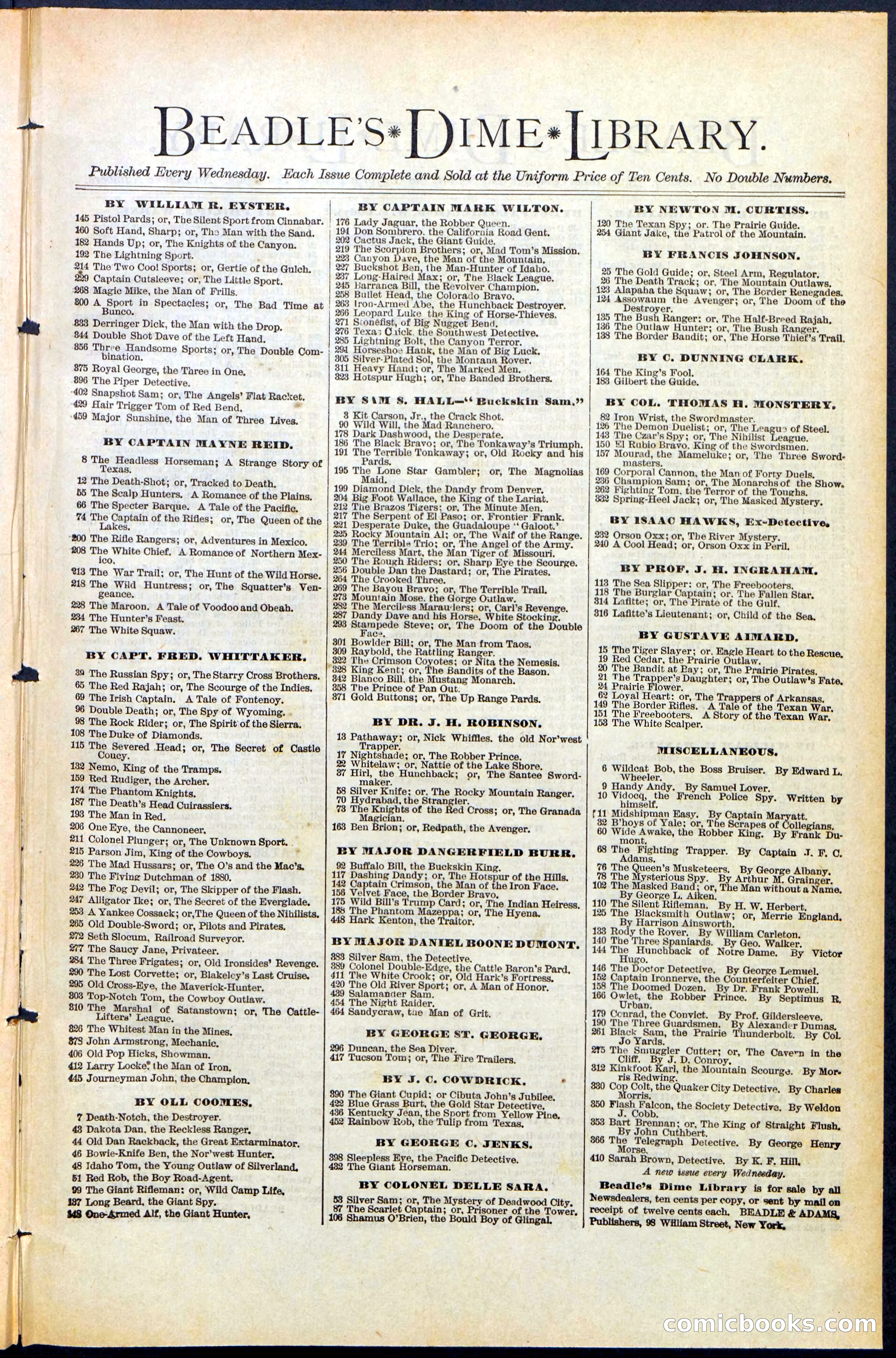 Beadle's New York Dime Library, No. 484 — page 31 of 32