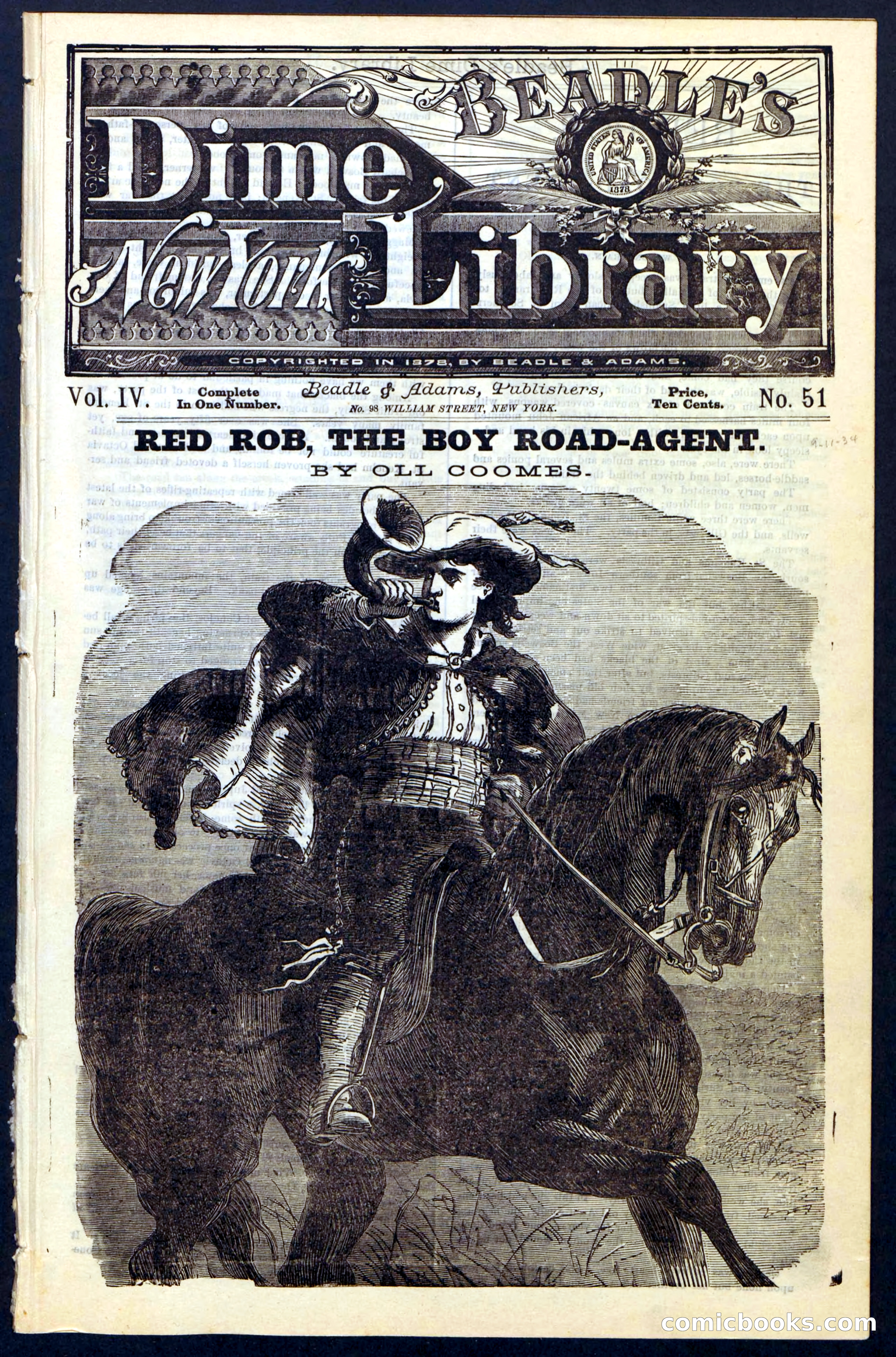 Beadle's Dime Library No. 51: Red Rob, The Boy Road-Agent — page 1 of 44