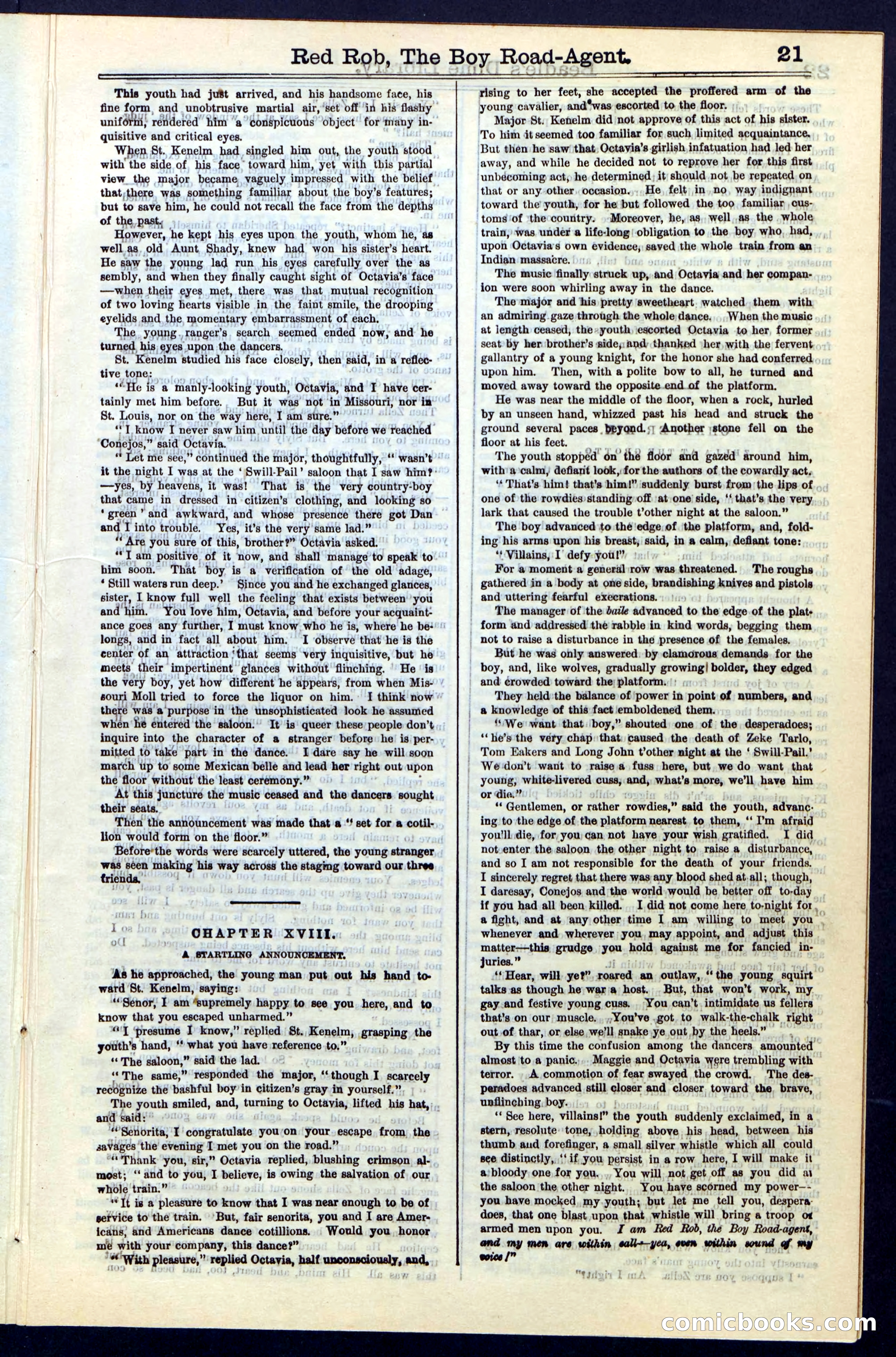 Beadle's Dime Library No. 51: Red Rob, The Boy Road-Agent — page 21 of 44