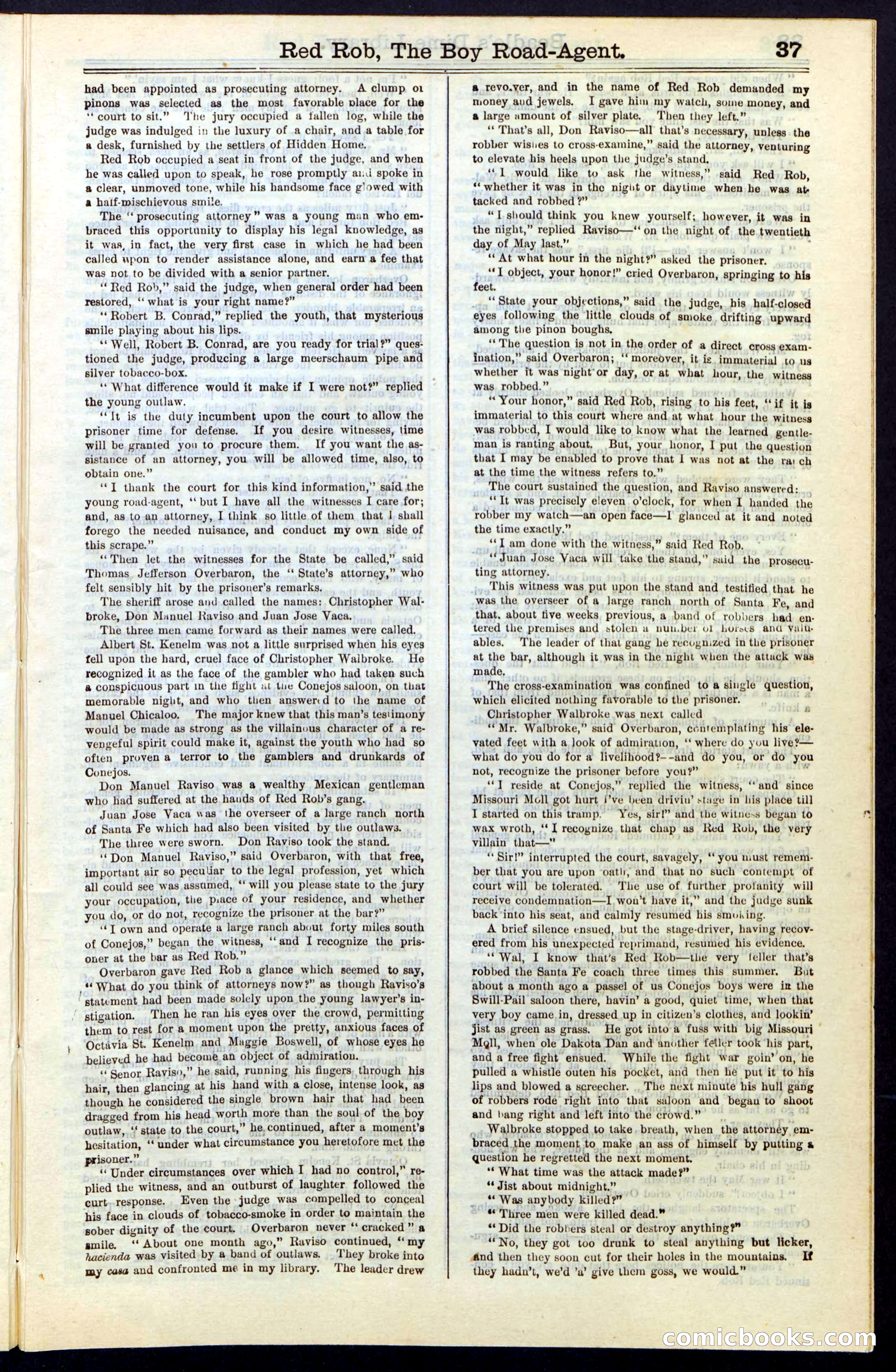 Beadle's Dime Library No. 51: Red Rob, The Boy Road-Agent — page 37 of 44