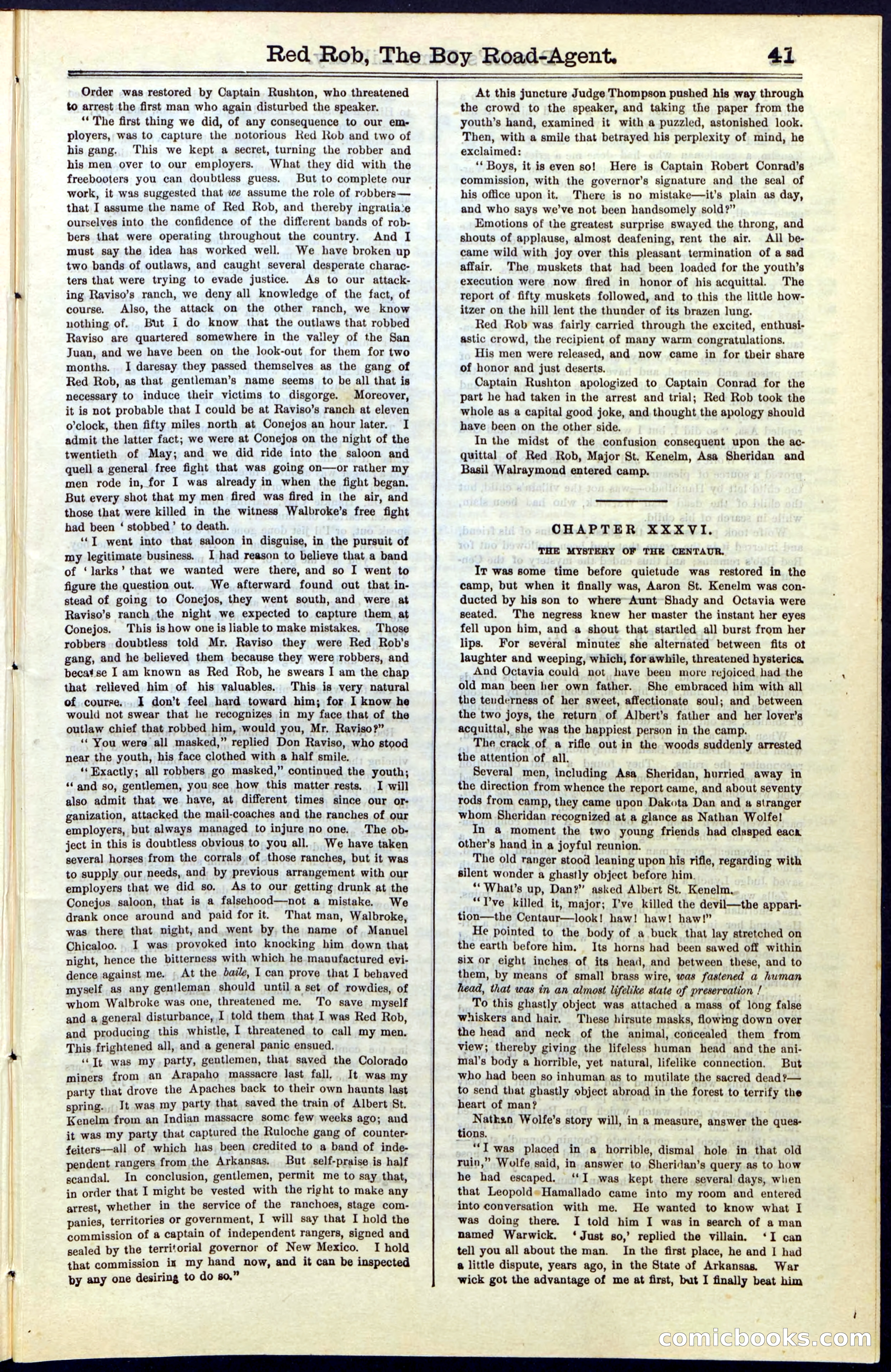 Beadle's Dime Library No. 51: Red Rob, The Boy Road-Agent — page 41 of 44