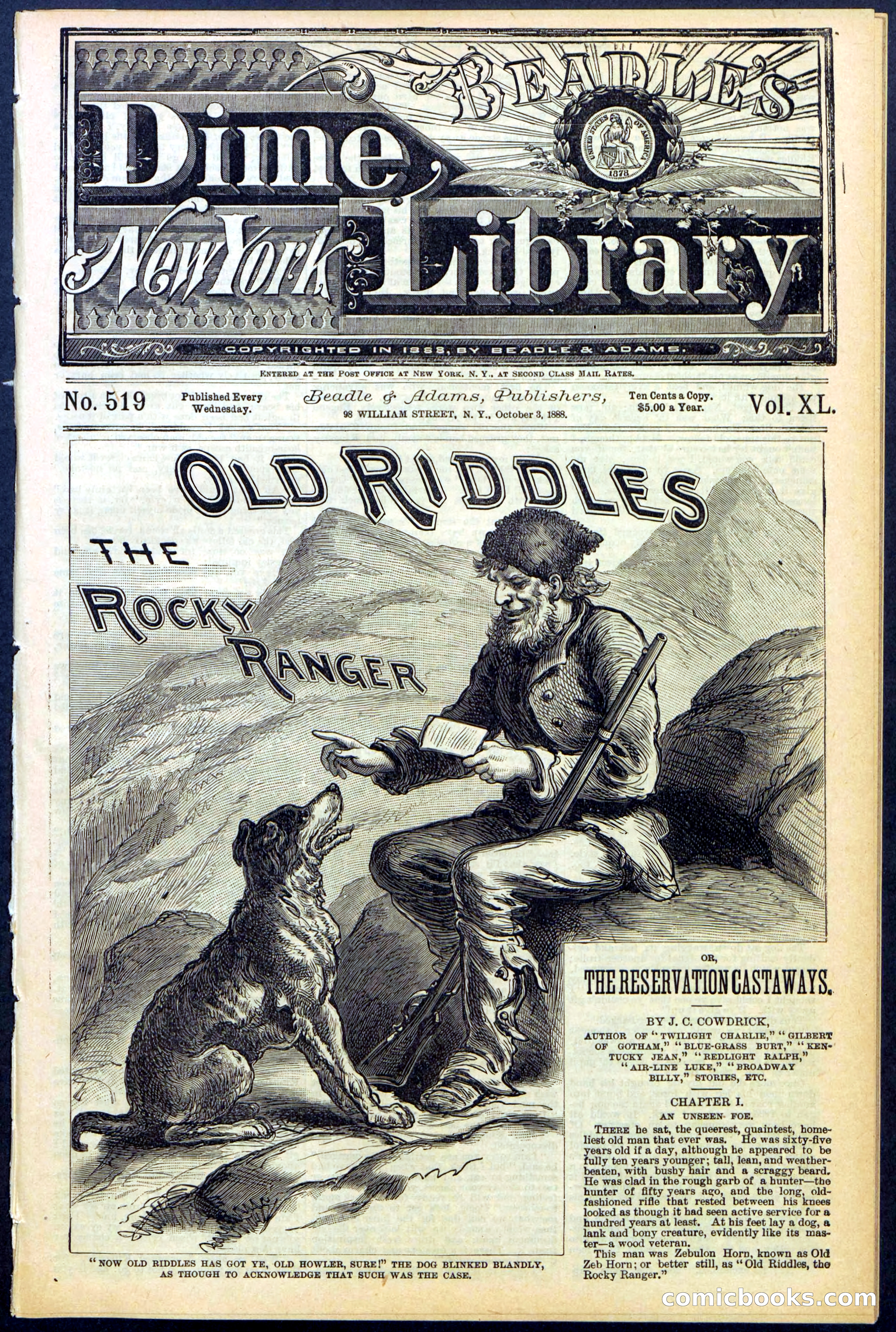 Beadle's New York Dime Library No. 519 — page 1 of 32