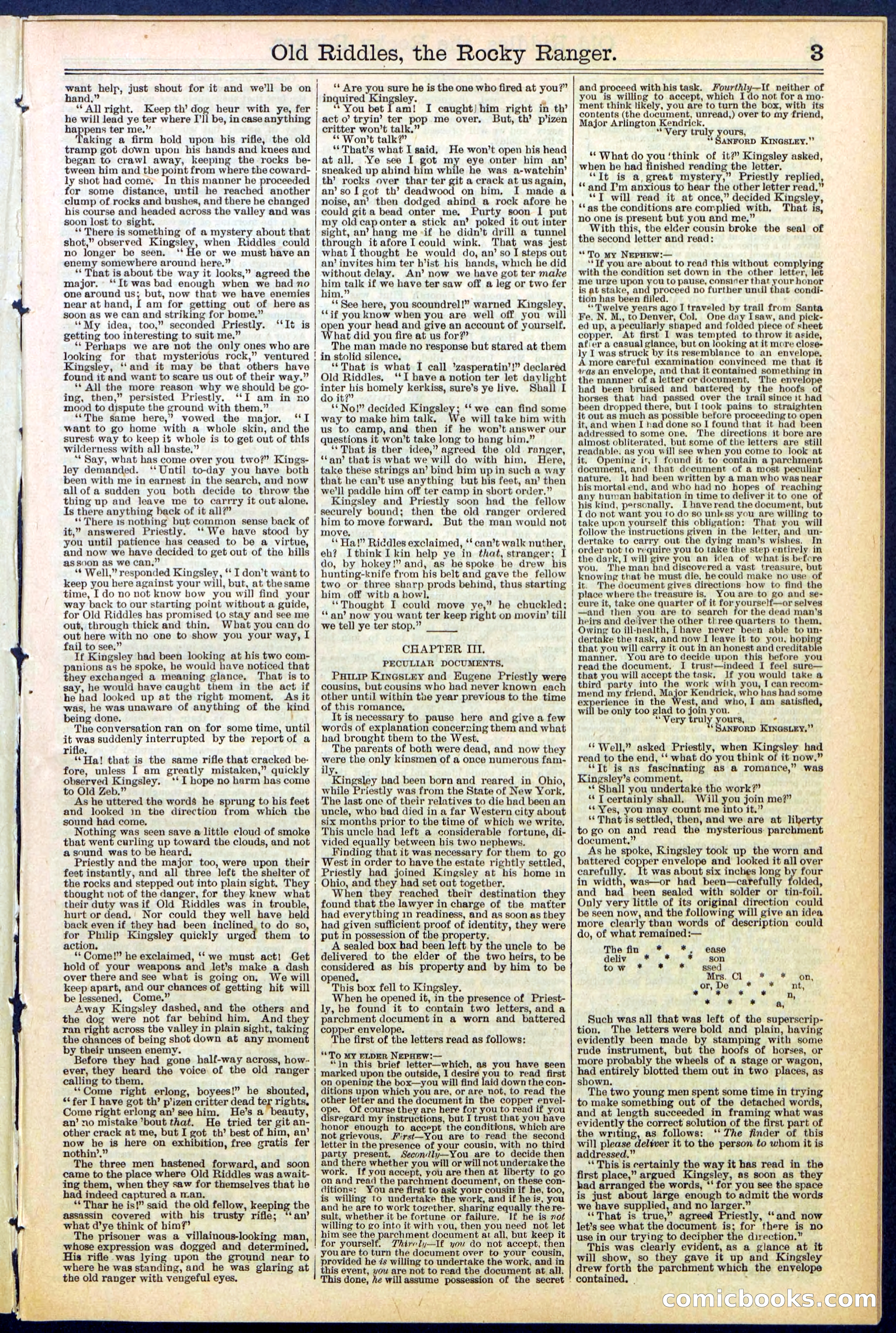 Beadle's New York Dime Library No. 519 — page 3 of 32