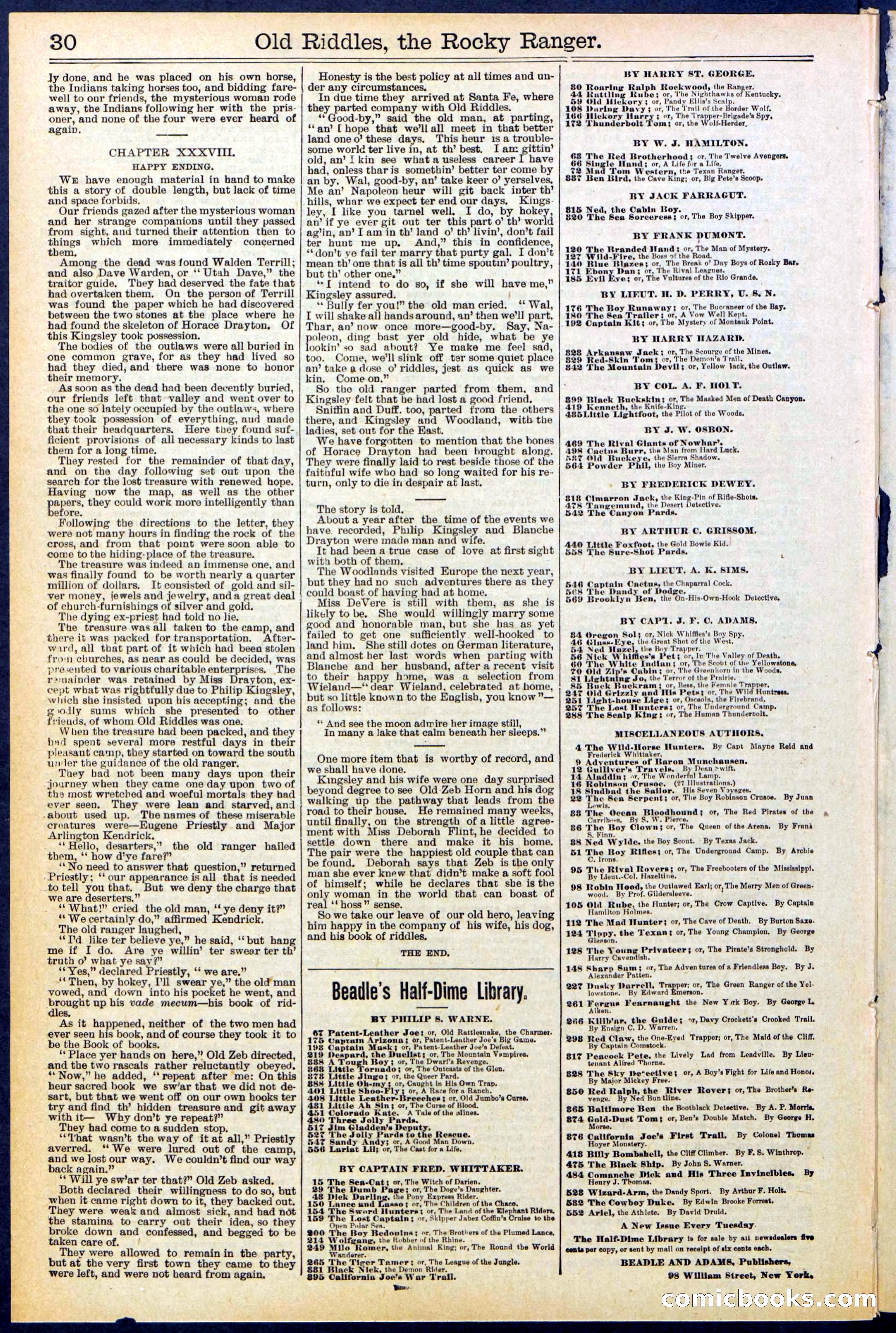 Beadle's New York Dime Library No. 519 — page 30 of 32